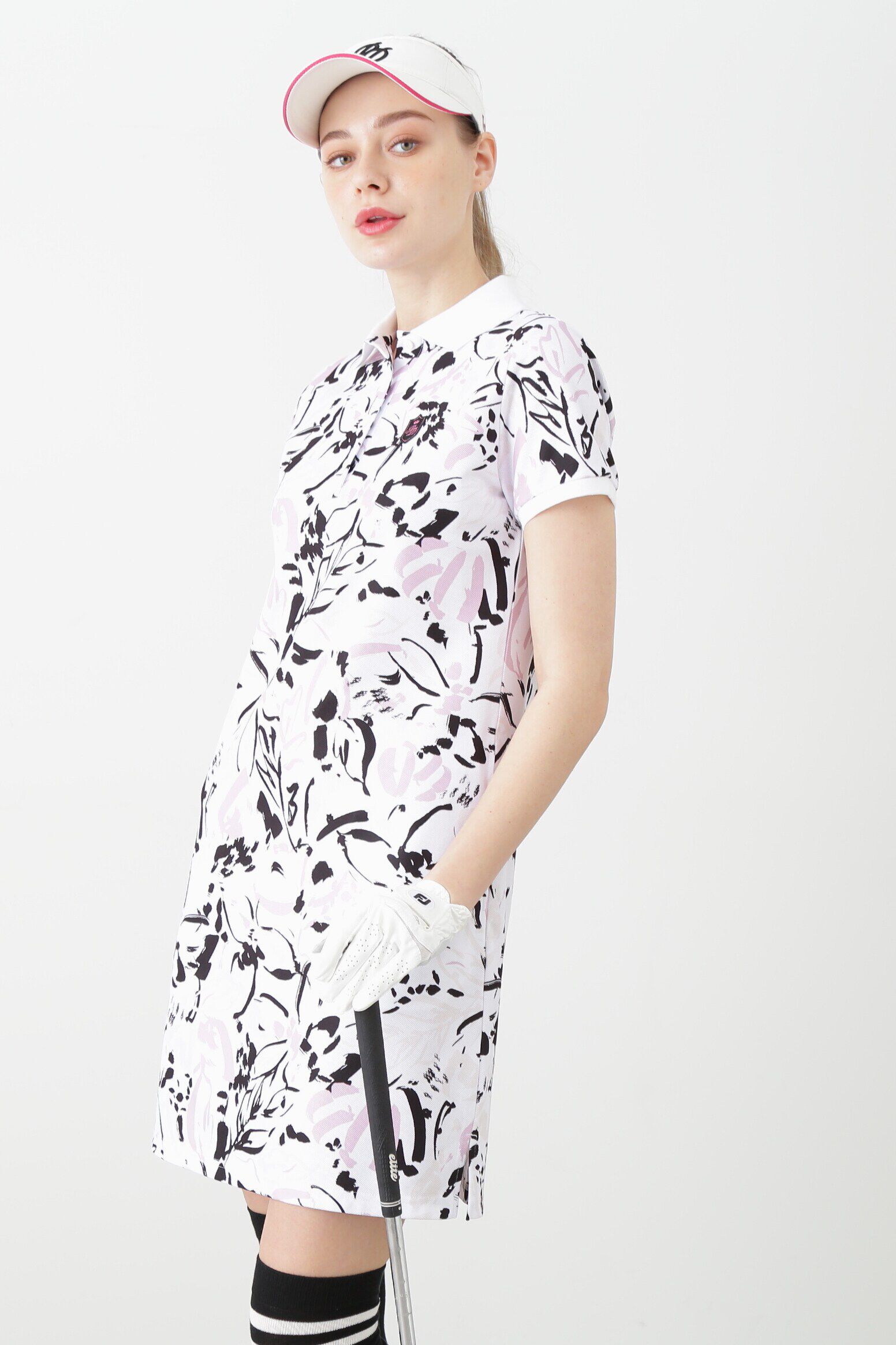  「[PINKY GOLF]オプティカルフラワープリントワンピース」|ワンピース|ピンク