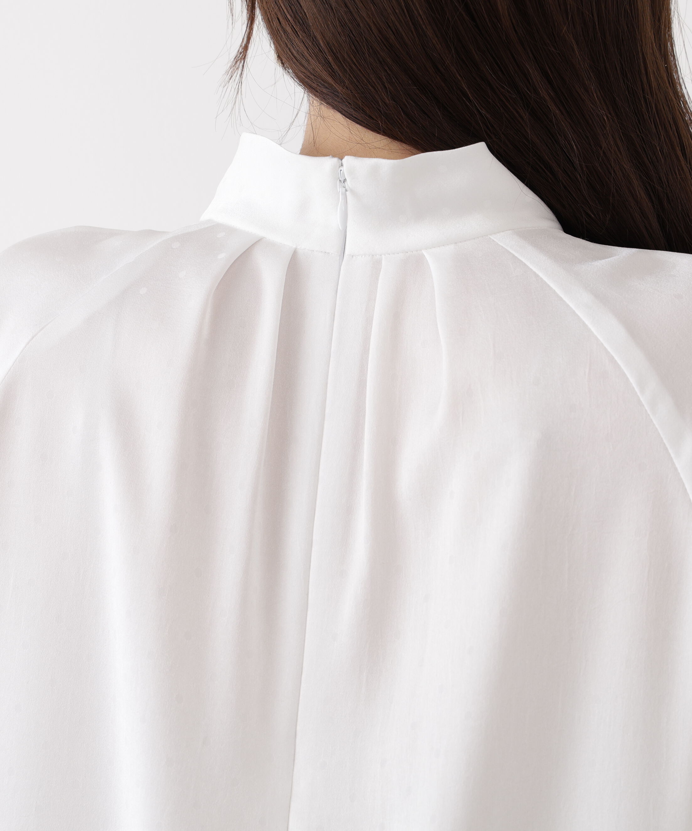  「◆ギャザーネックドットジャガードブラウス」|シャツ・ブラウス|