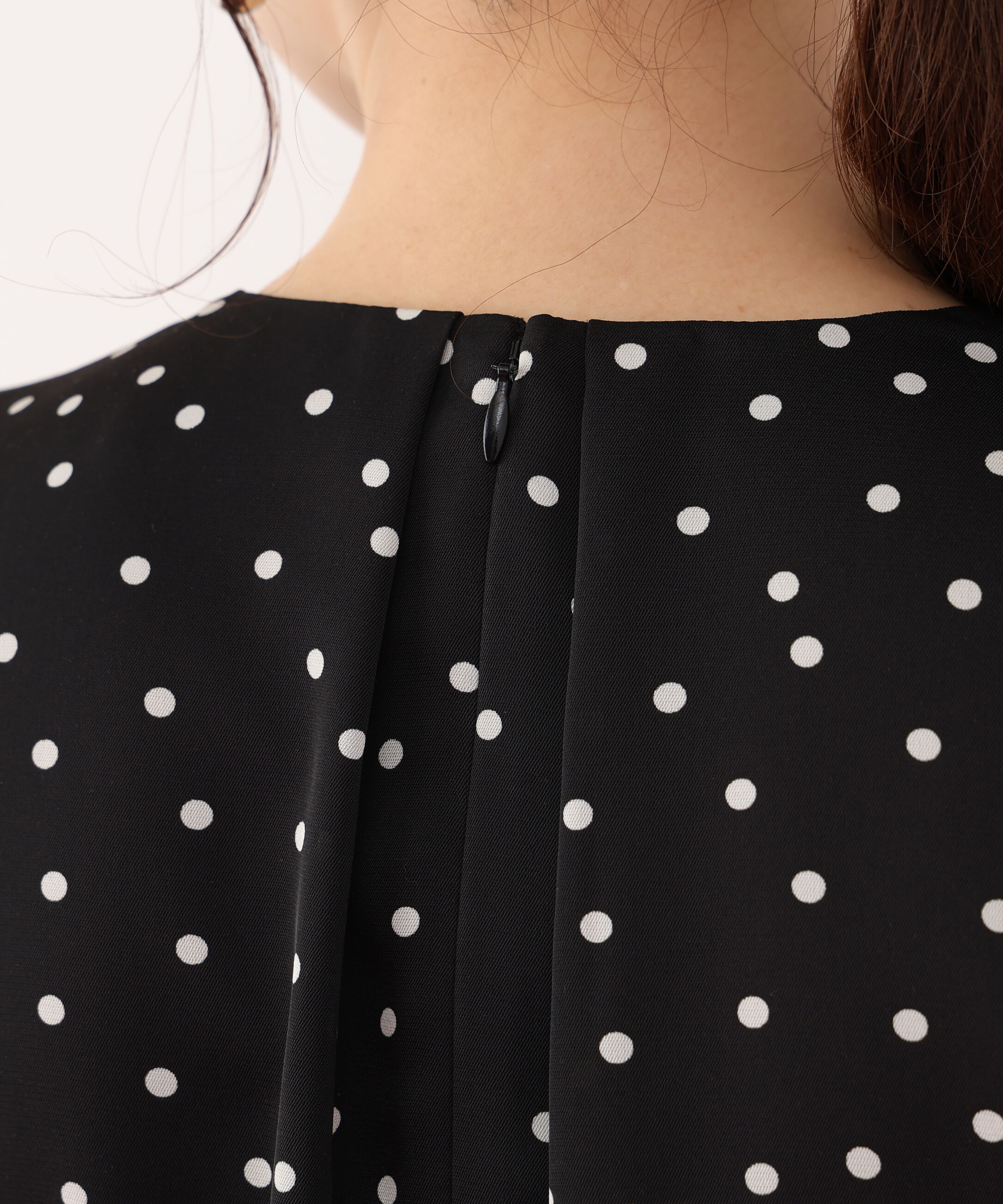  「ドットプリントリボンワンピース」|ワンピース|