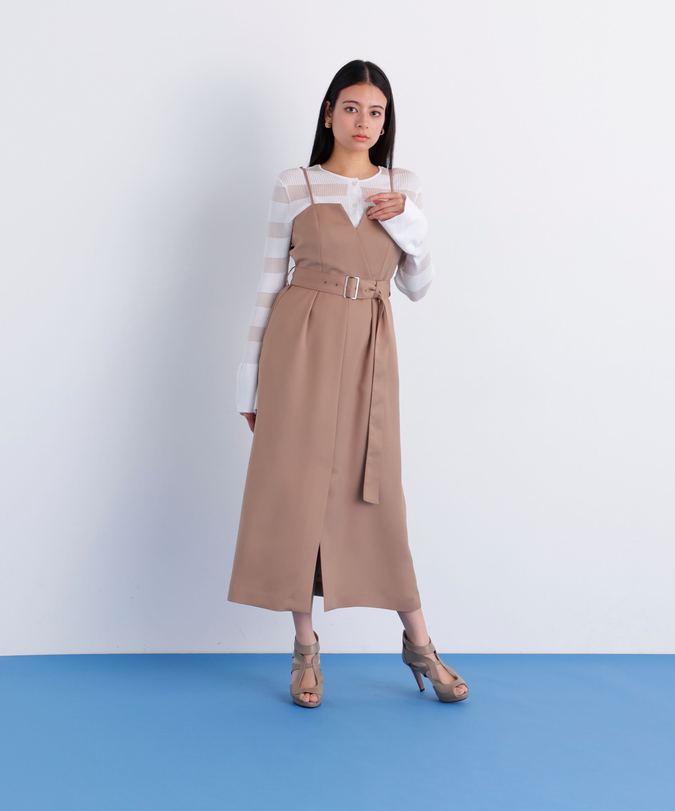  「［美香さん着用］ストラップジャンパースカート」|ワンピース|