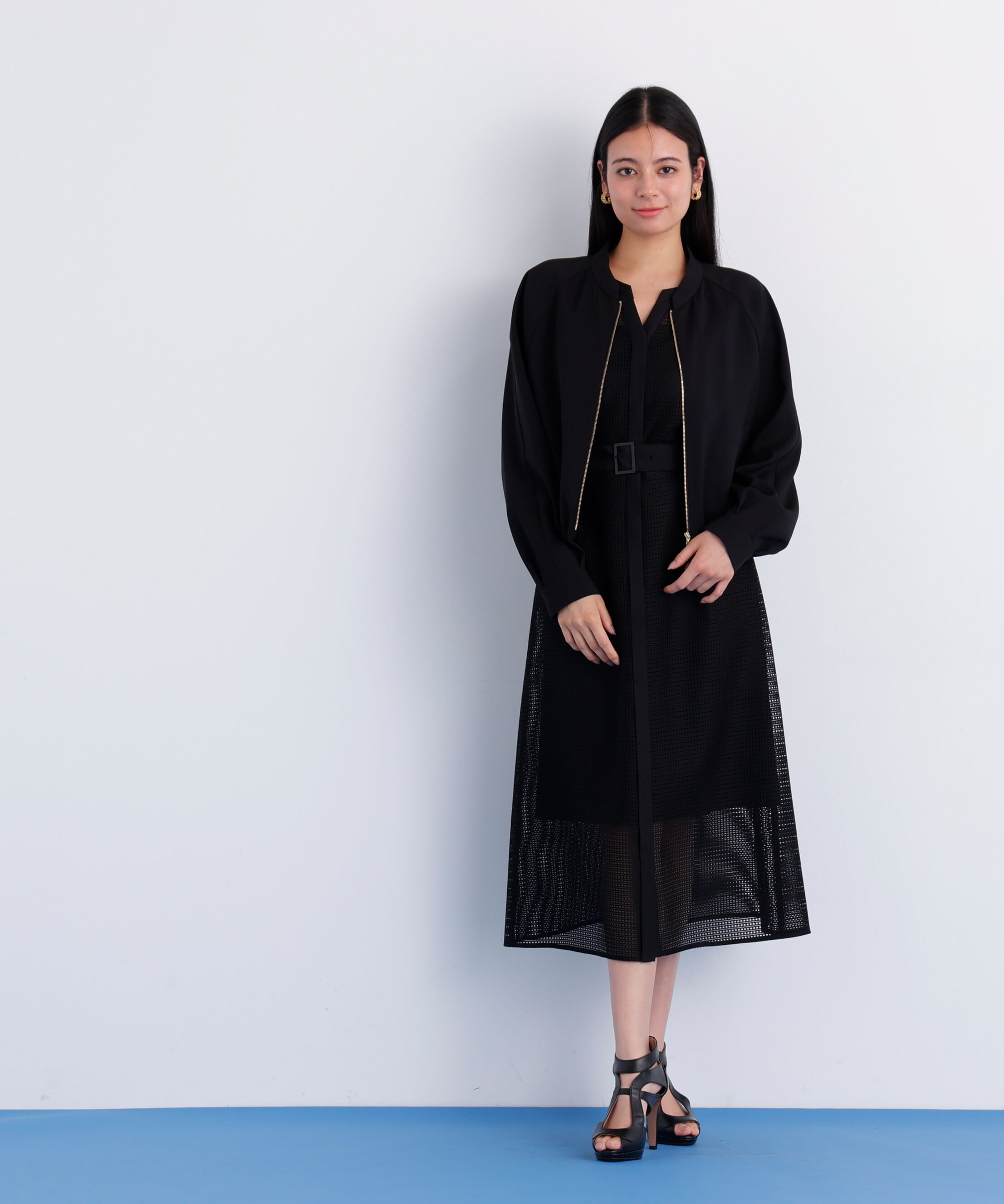  「［美香さん着用］メッシュッレースコンビワンピース」|ワンピース|