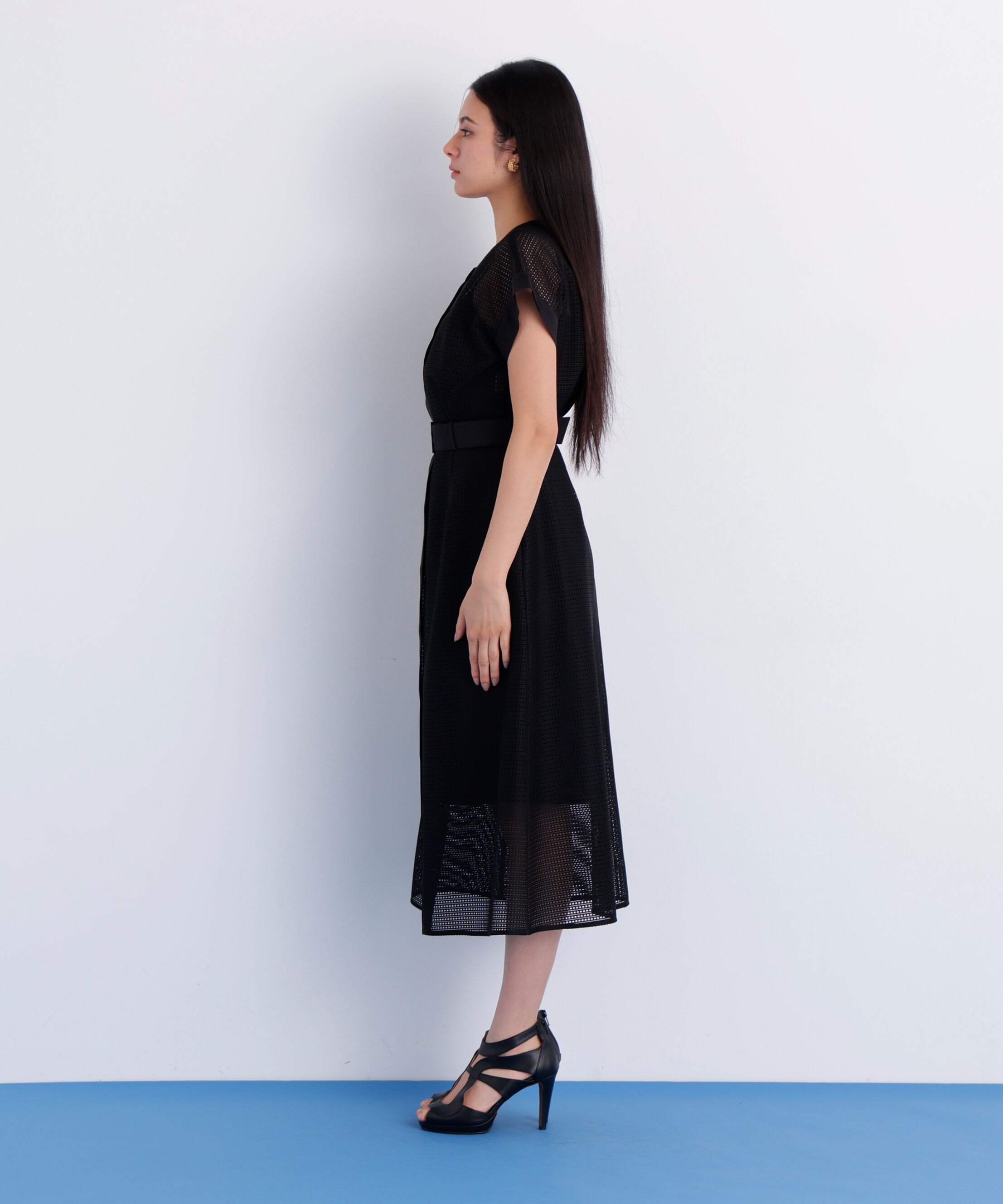  「［美香さん着用］メッシュッレースコンビワンピース」|ワンピース|