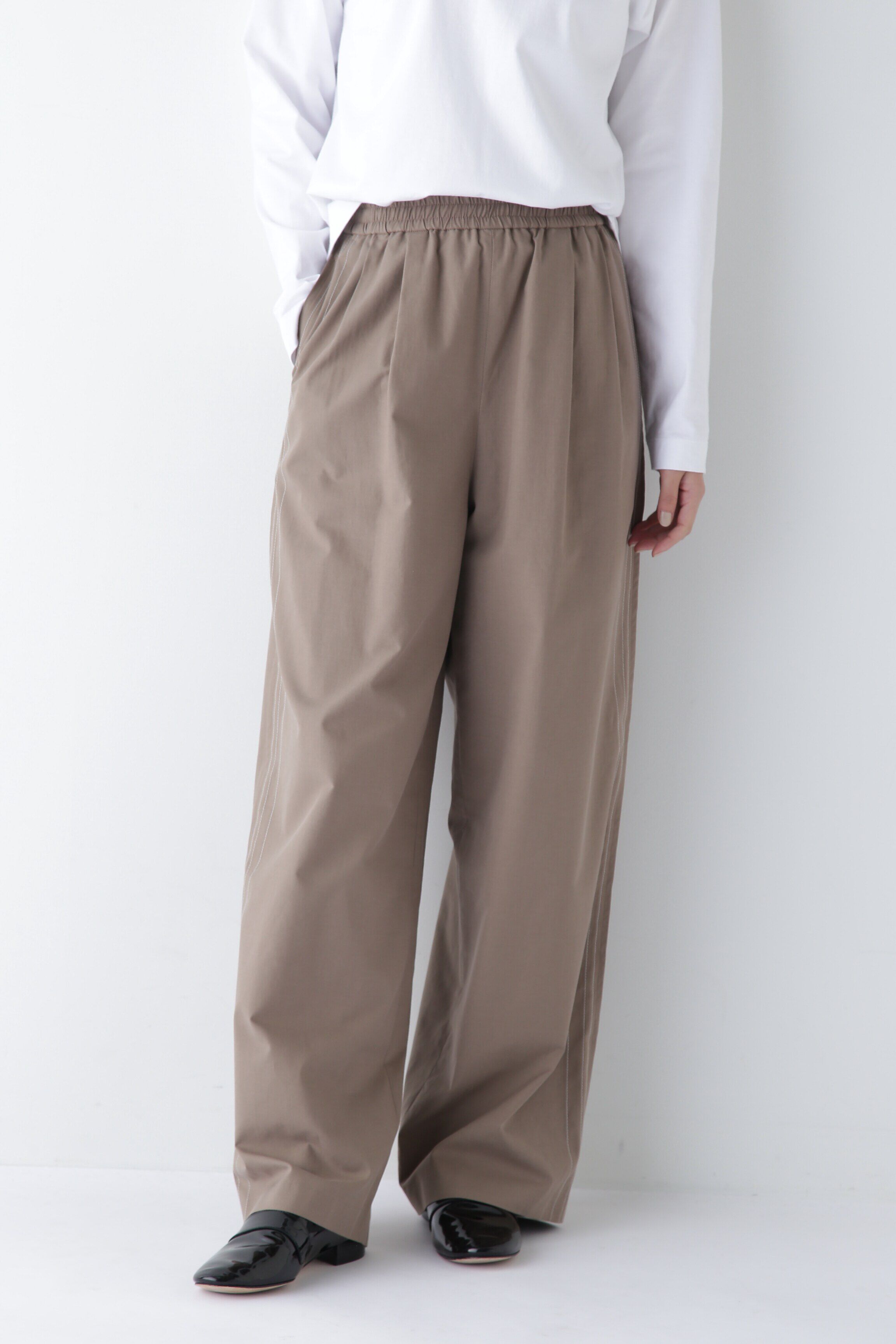  「◆OGC/キュプラ2タックイージーセミワイドパンツ」|その他|モカ