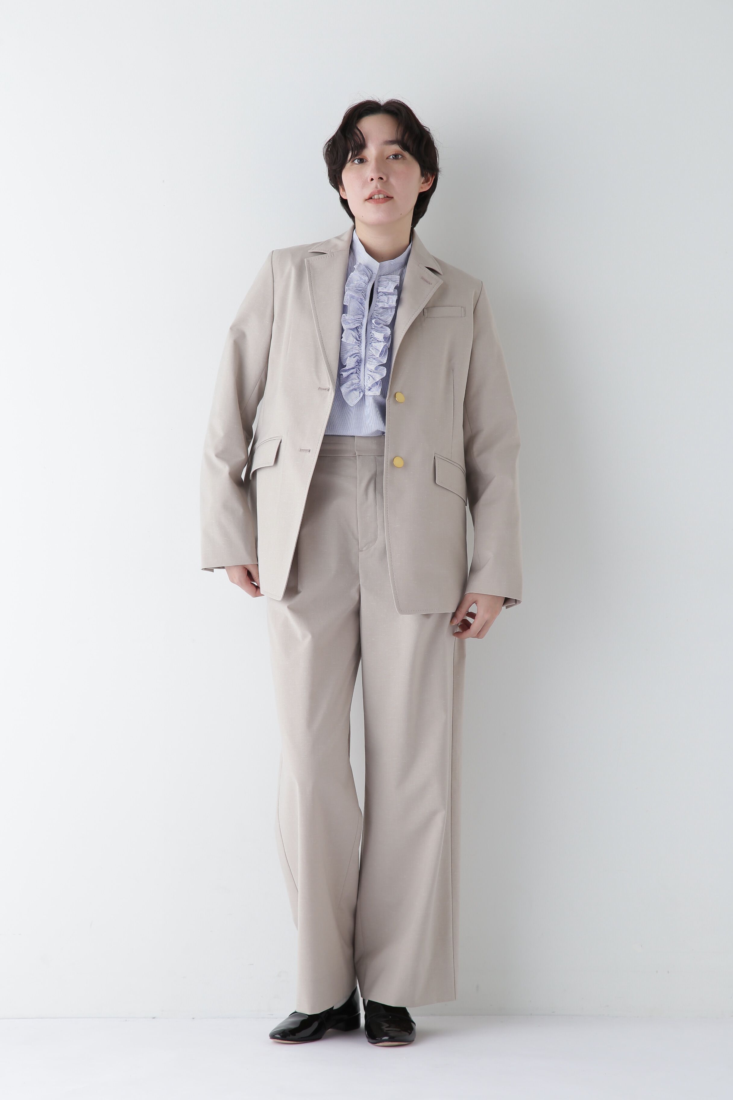  「◆Ｐレーヨン麻ポプリンマーベルトセミワイドパンツ」|その他|