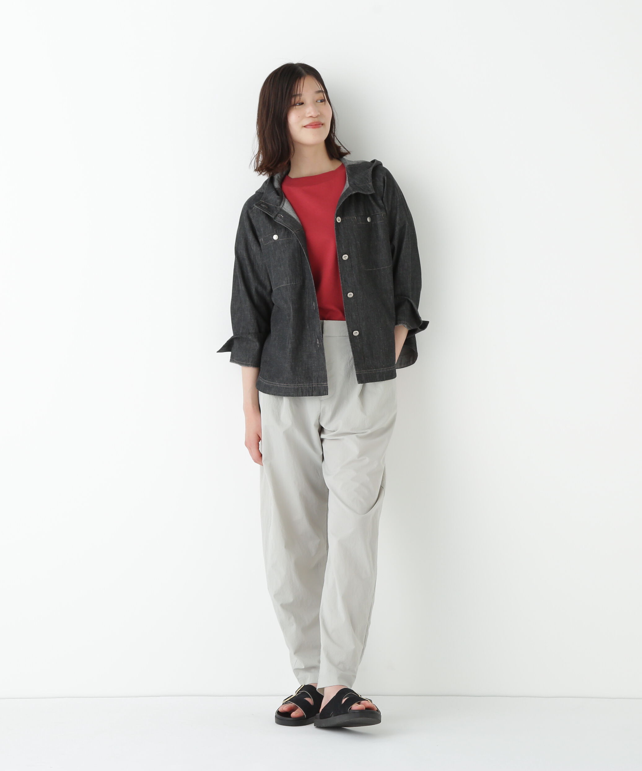  「◆ライトオンスデニムフードブラウス」|シャツ・ブラウス|