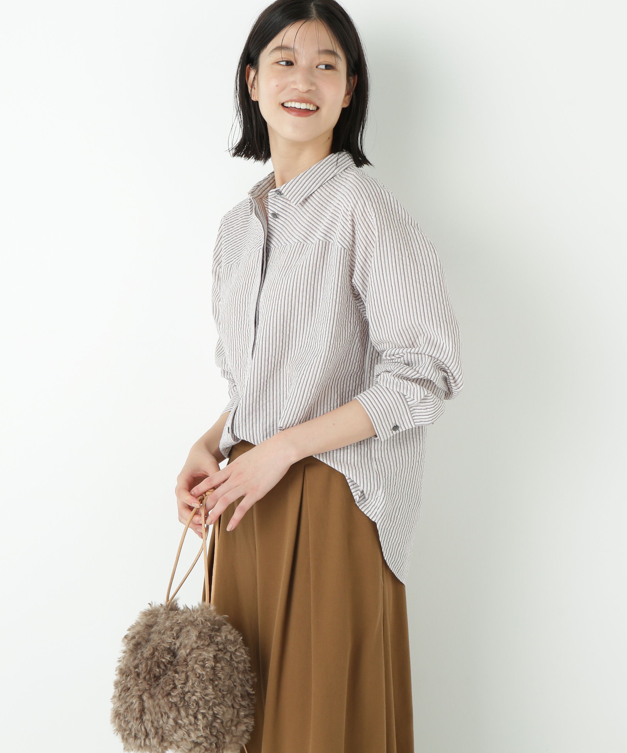  「◆パナマサッカーストライプシャツブラウス」|シャツ・ブラウス|ブラウンスト 3