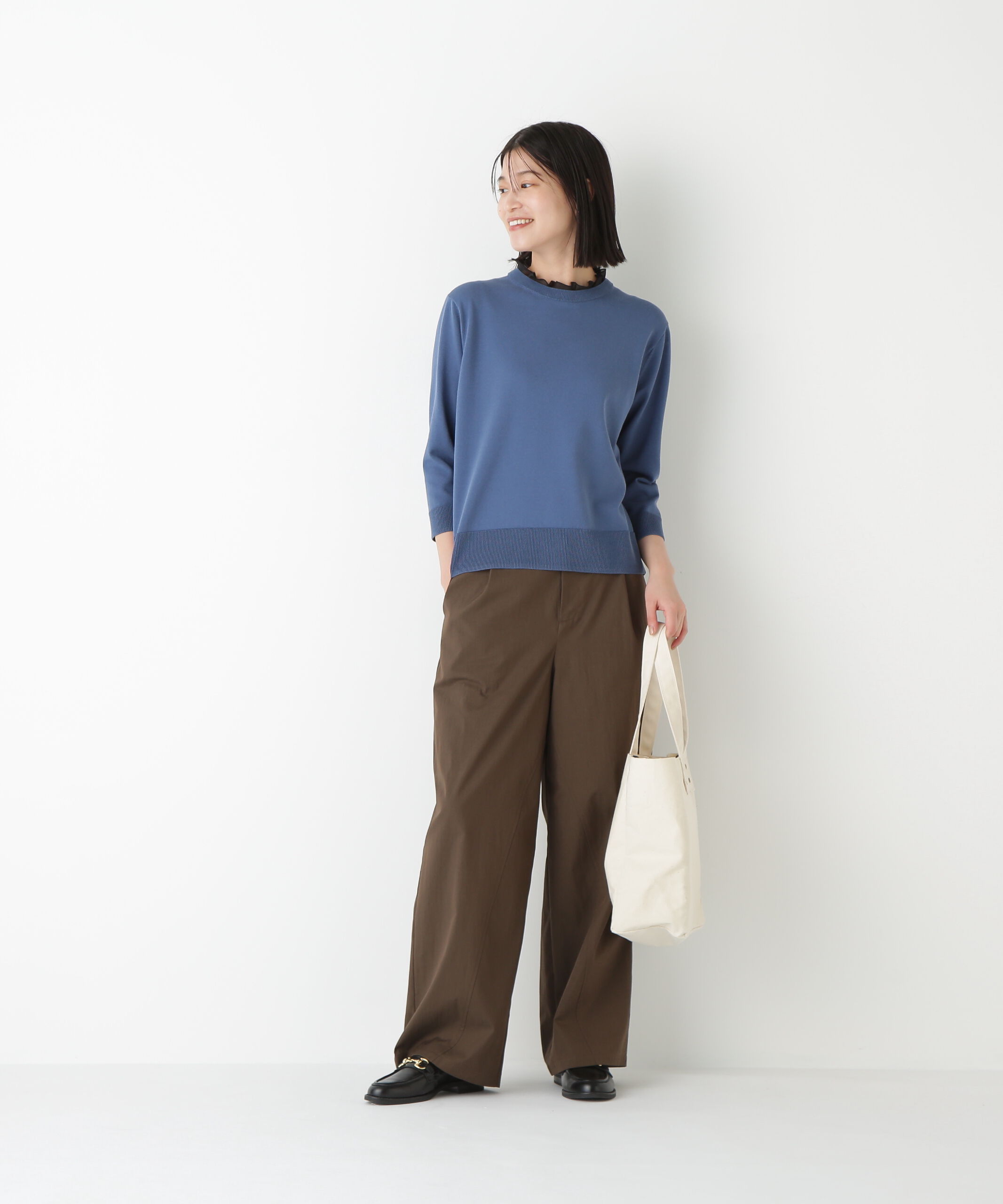  「◆綿ポリエステル取外し衿付プルオーバー」|ニット・セーター|