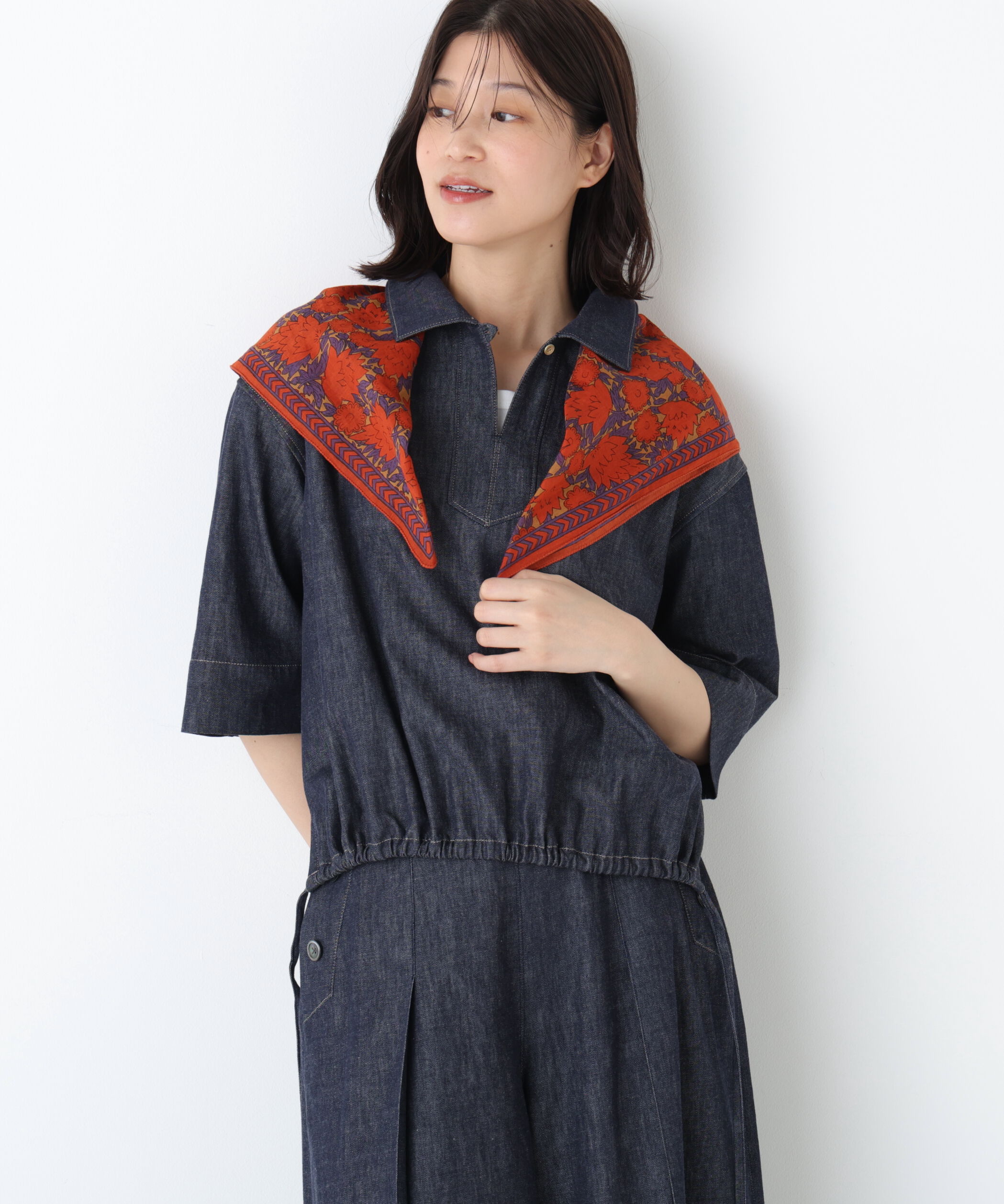  「◆《ウォッシャブル》ライトオンスデニムスキッパーブラウス」|シャツ・ブラウス|ネイビー