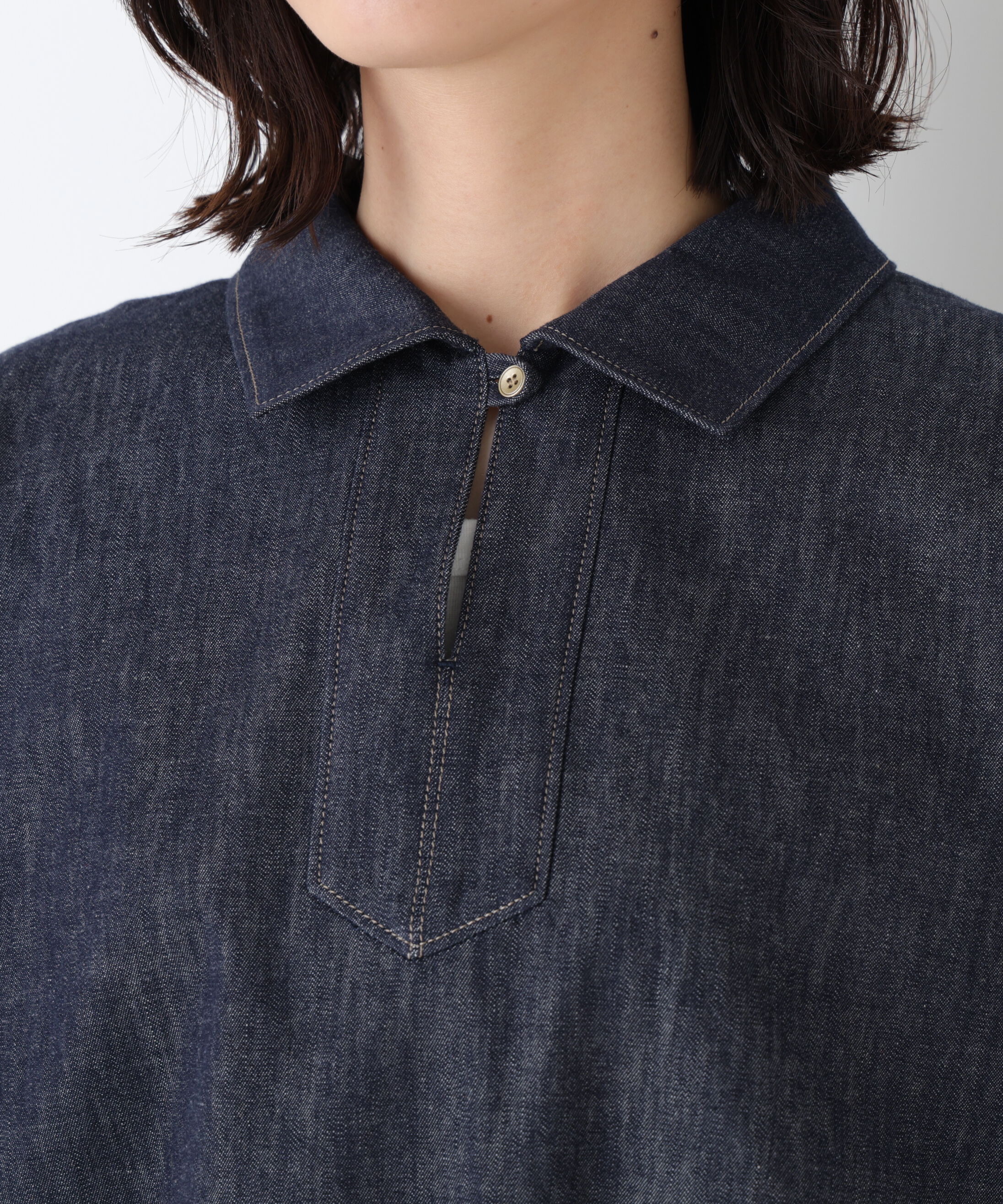  「◆《ウォッシャブル》ライトオンスデニムスキッパーブラウス」|シャツ・ブラウス|