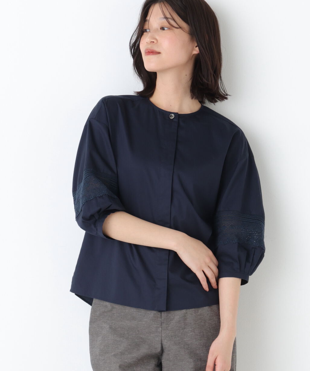  「◆レースドッキングクルーネックブラウス」|シャツ・ブラウス|