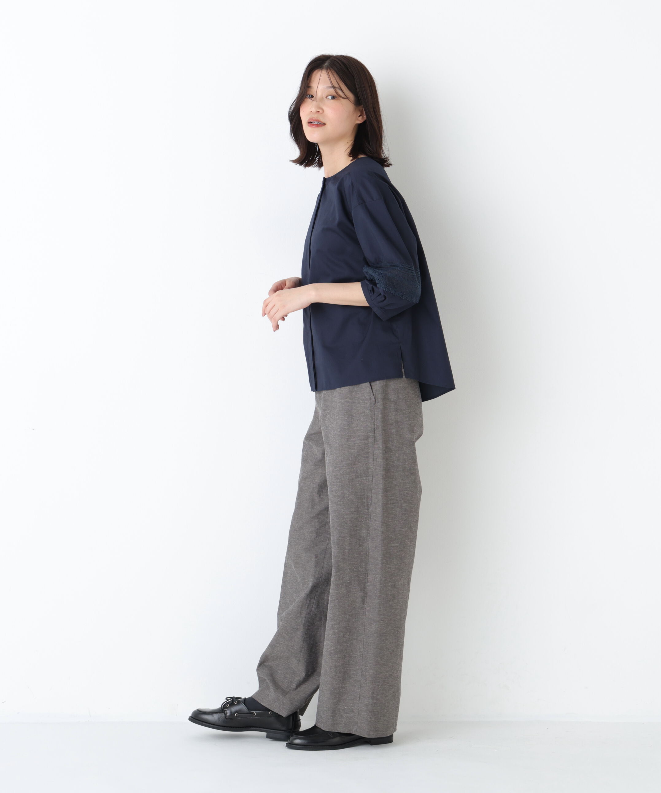  「◆レースドッキングクルーネックブラウス」|シャツ・ブラウス|