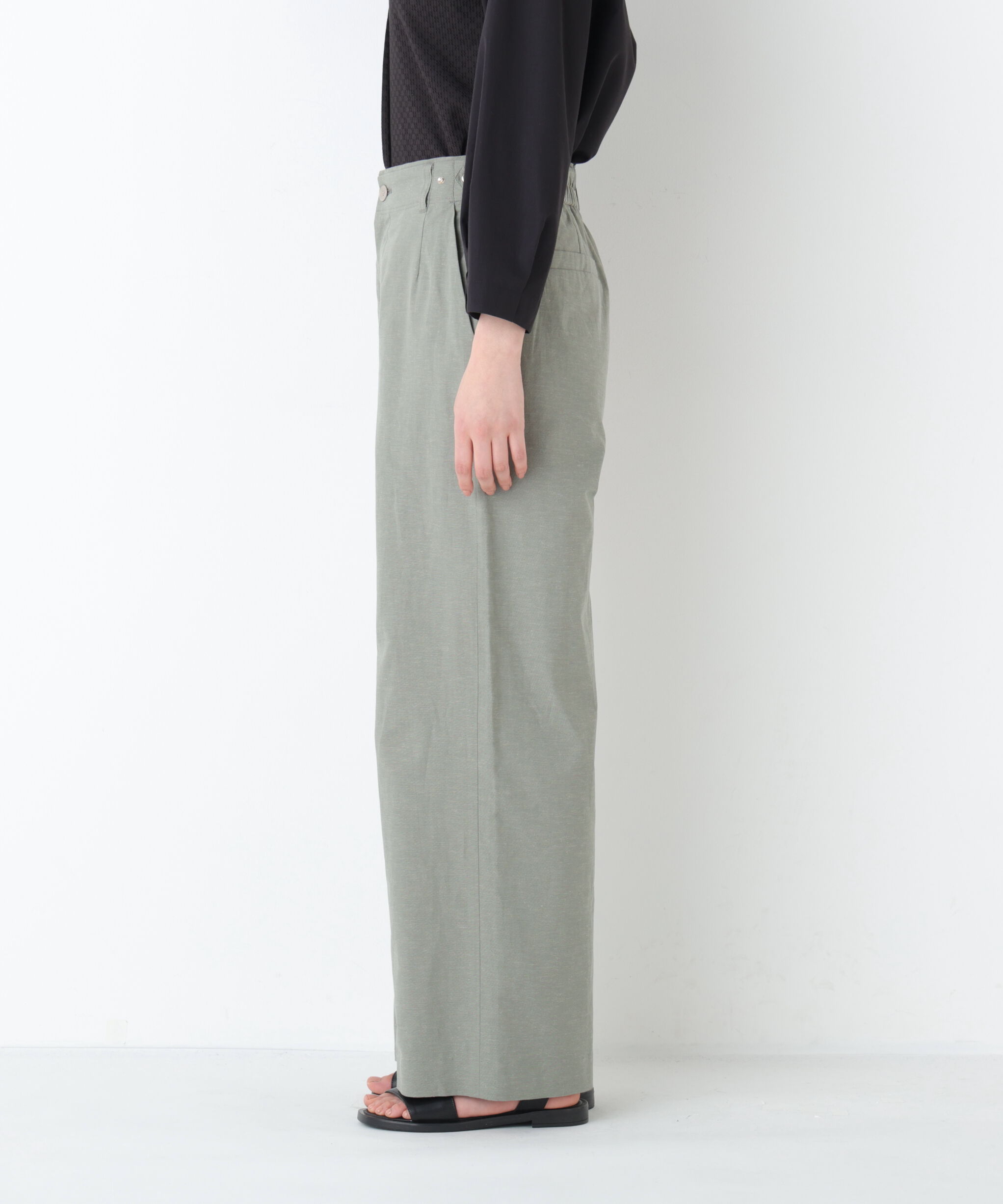  「◆綿麻シャンブレーセミワイドパンツ」|その他|