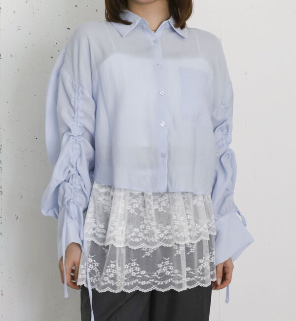 archives「ドロストスリーブショートシャツ」|シャツ・ブラウス|BLUE