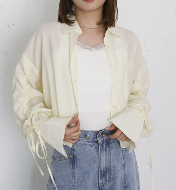 archives「ドロストスリーブショートシャツ」|シャツ・ブラウス|IVORY