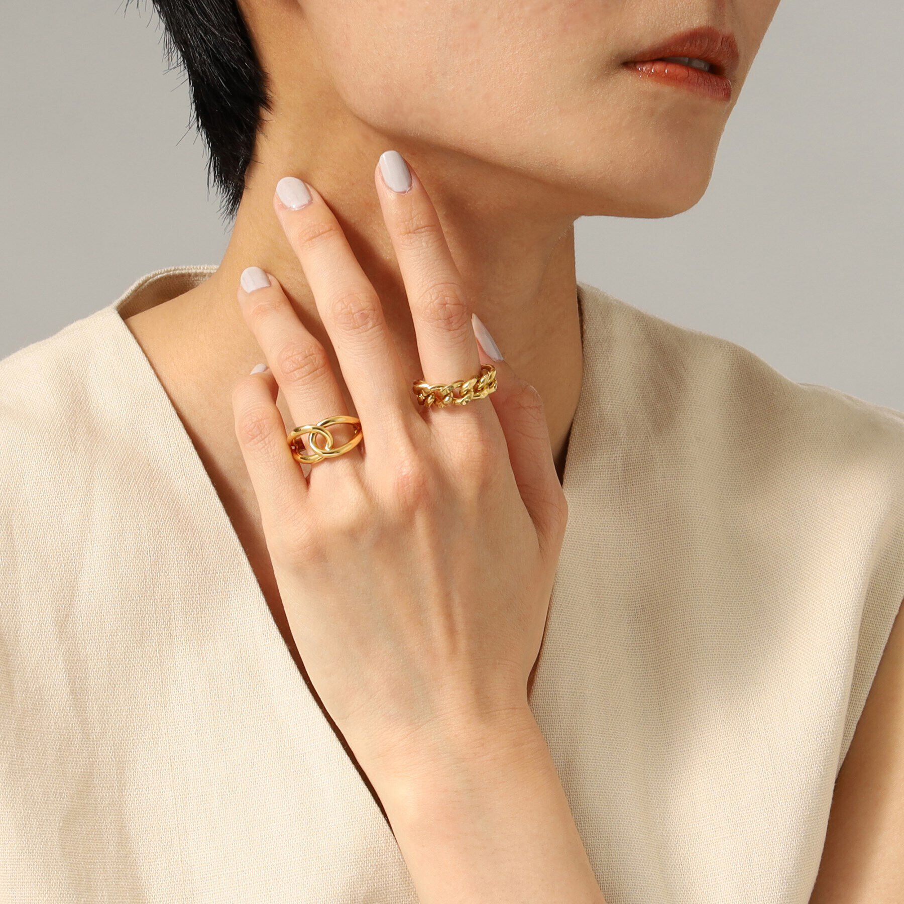 COCOSHNIK ONKITSCH「シルバー チェーンリング スパークルカットL GP」|リング|