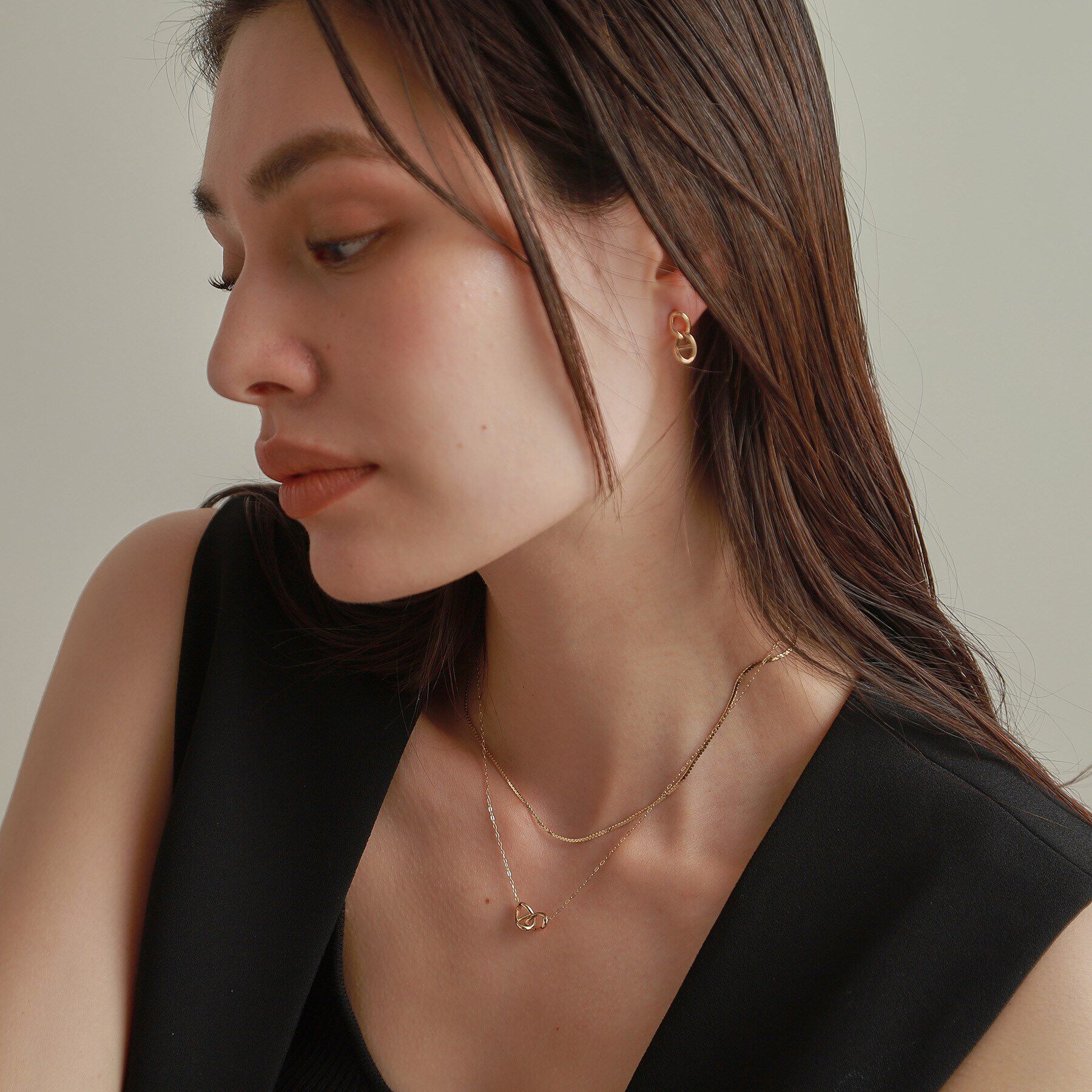 COCOSHNIK「K10マリンモチーフダブル ネックレス」|ネックレス|