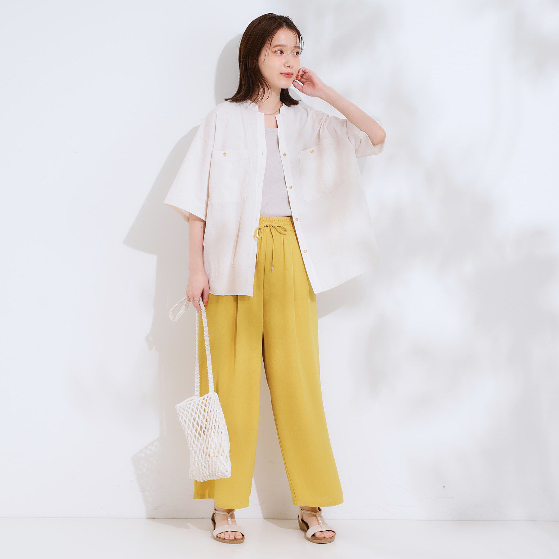 SHOO･LA･RUE「【S-LL】大人の抜け感 ビックポケット Vネックシャツ」|シャツ・ブラウス|