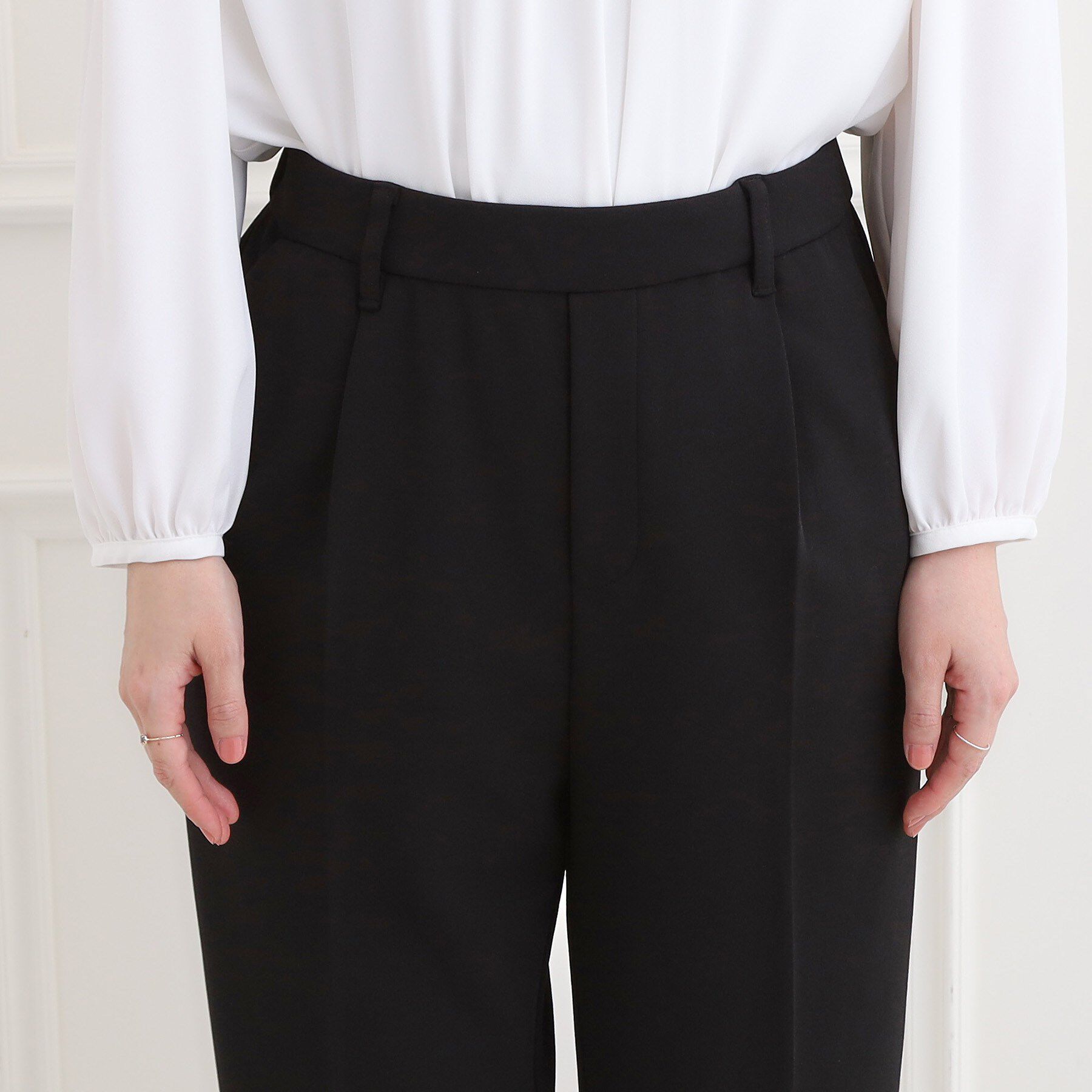 SHOO･LA･RUE「【洗濯機可/セットアップ可/S-3L】きちんと楽に。カットジョーゼット テーパードパンツ」|その他|