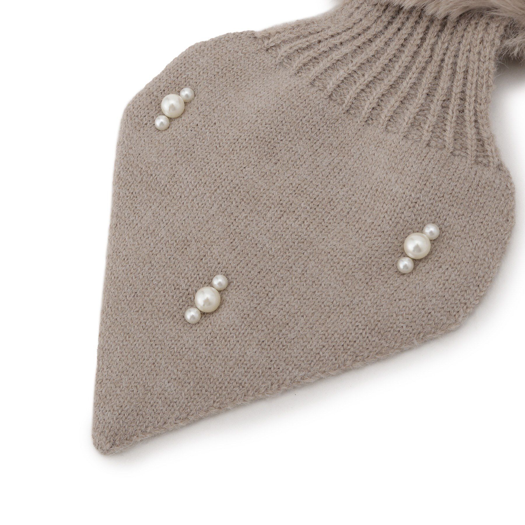 SHOO･LA･RUE「ファー&times;パール風付きニットティペット」|ストール|