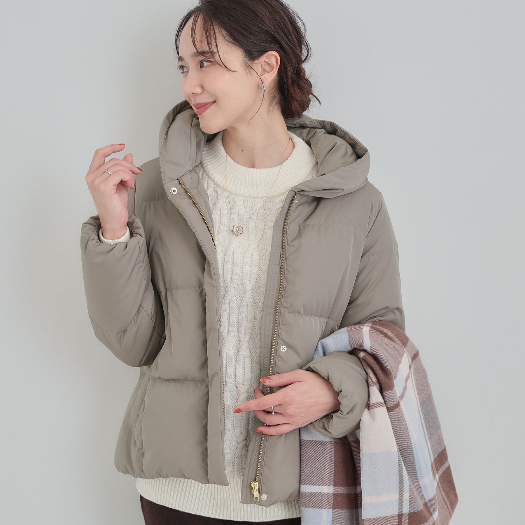 SHOO･LA･RUE「【撥水/洗える】ショートフーディーダウン」|ダウン|モカブラウン(042