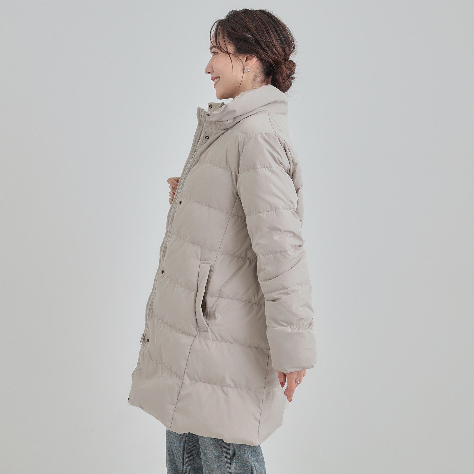 SHOO･LA･RUE「【洗濯機可/撥水】フェイクファーフード ロングダウン」|ダウン|