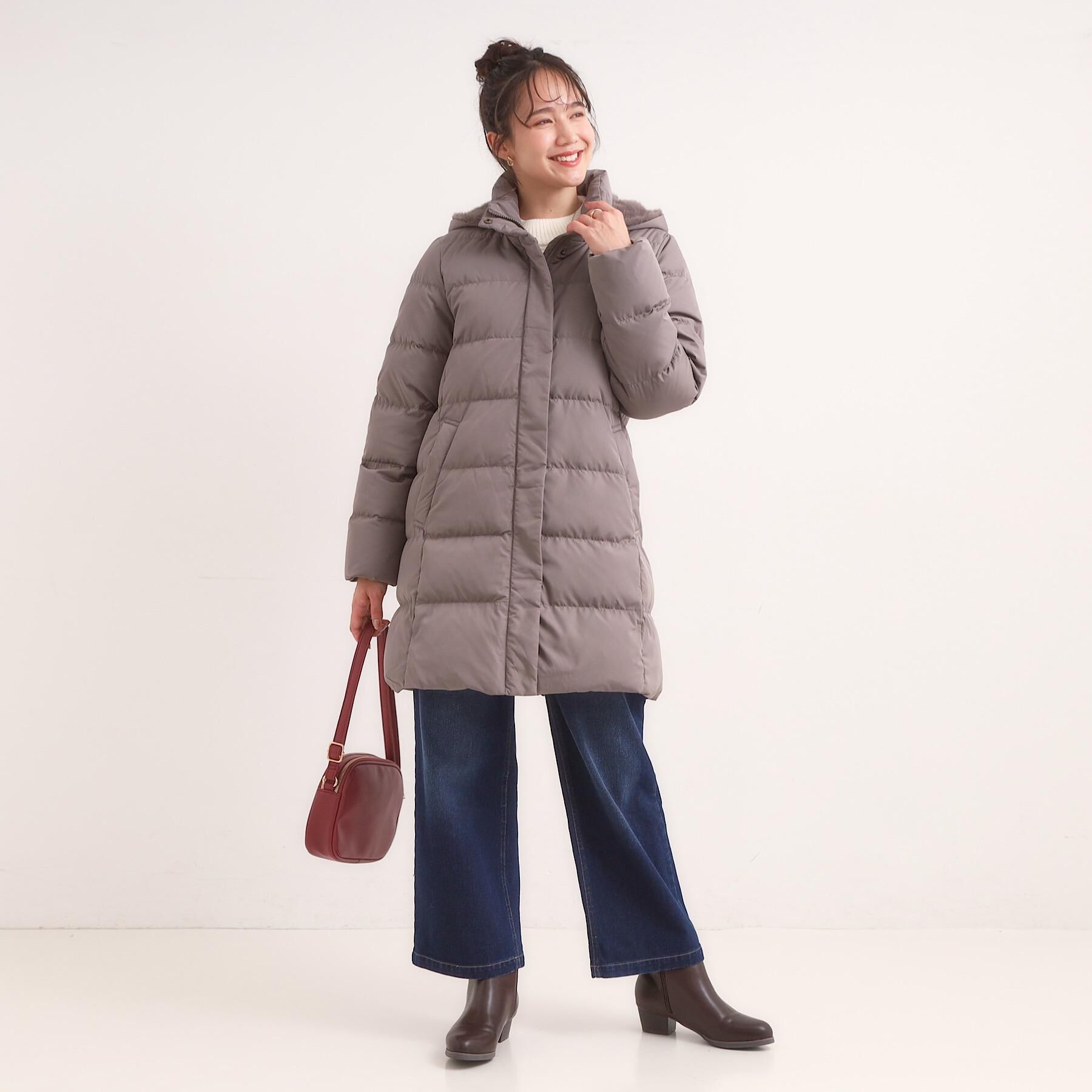 SHOO･LA･RUE「【洗濯機可/撥水】フェイクファーフード ロングダウン」|ダウン|