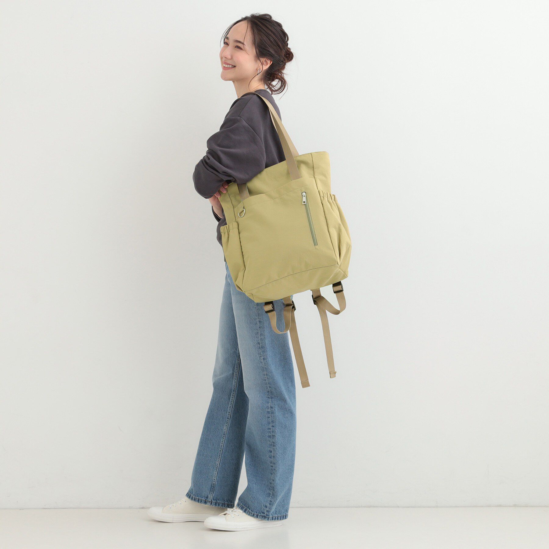 SHOO･LA･RUE「【撥水/2WAY/キャリーオン】トートにもなる スクエアリュック」|リュック|