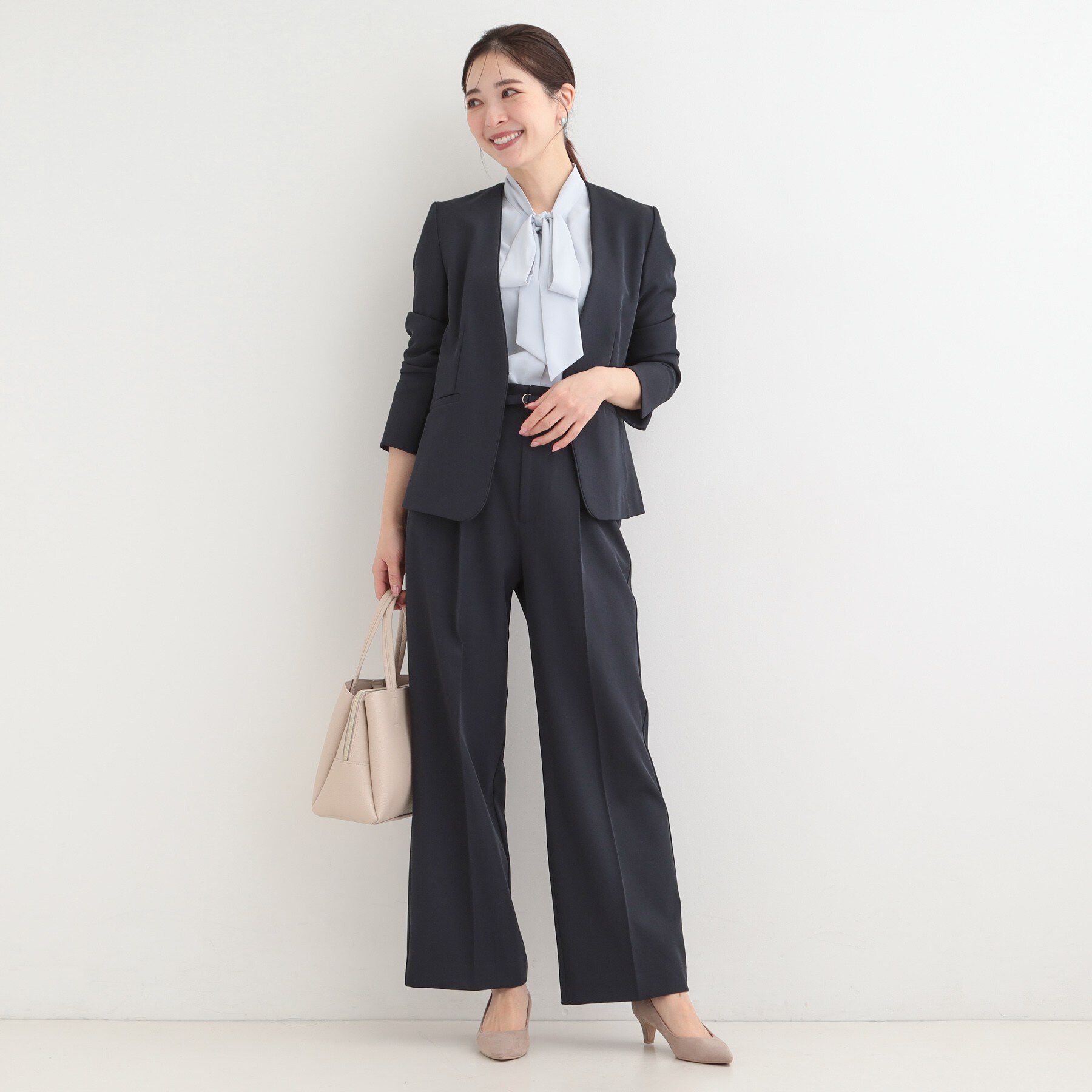 SHOO･LA･RUE「【洗濯機可/UV/SS-3L】すっきり好印象 ノーカラージャケット」|ノーカラージャケット|