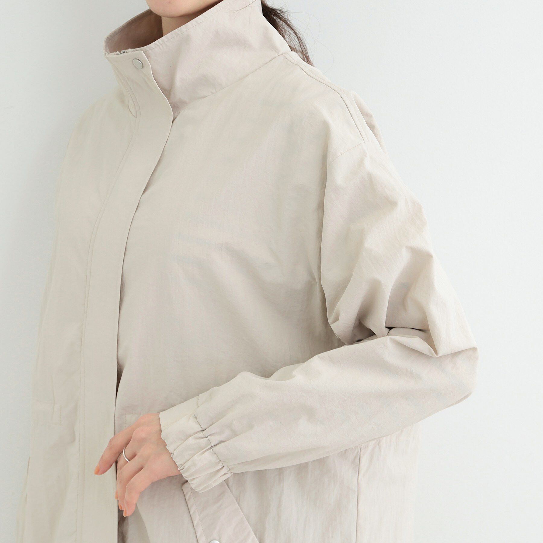 SHOO･LA･RUE「【防花粉/S-LL】ウエストマークですっきり見え　軽やかスタンドブルゾン」|ブルゾン・スタジャン|