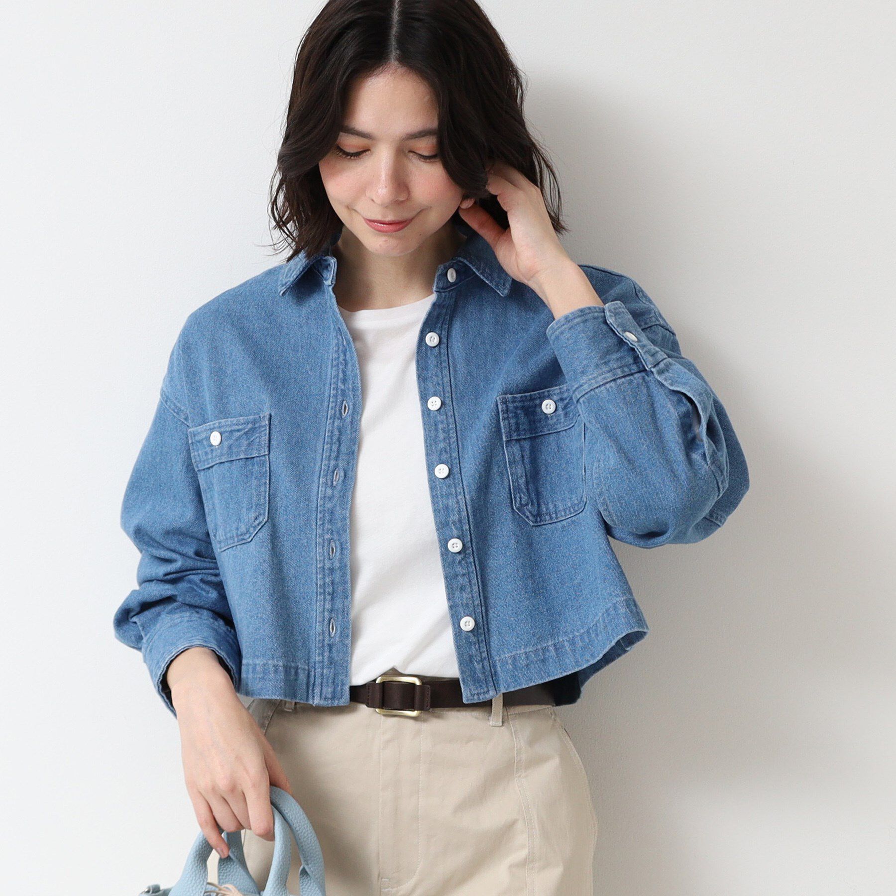 Dessin「【洗える】クロップドデニムジャケット」|デニムジャケット|ブルー(091)