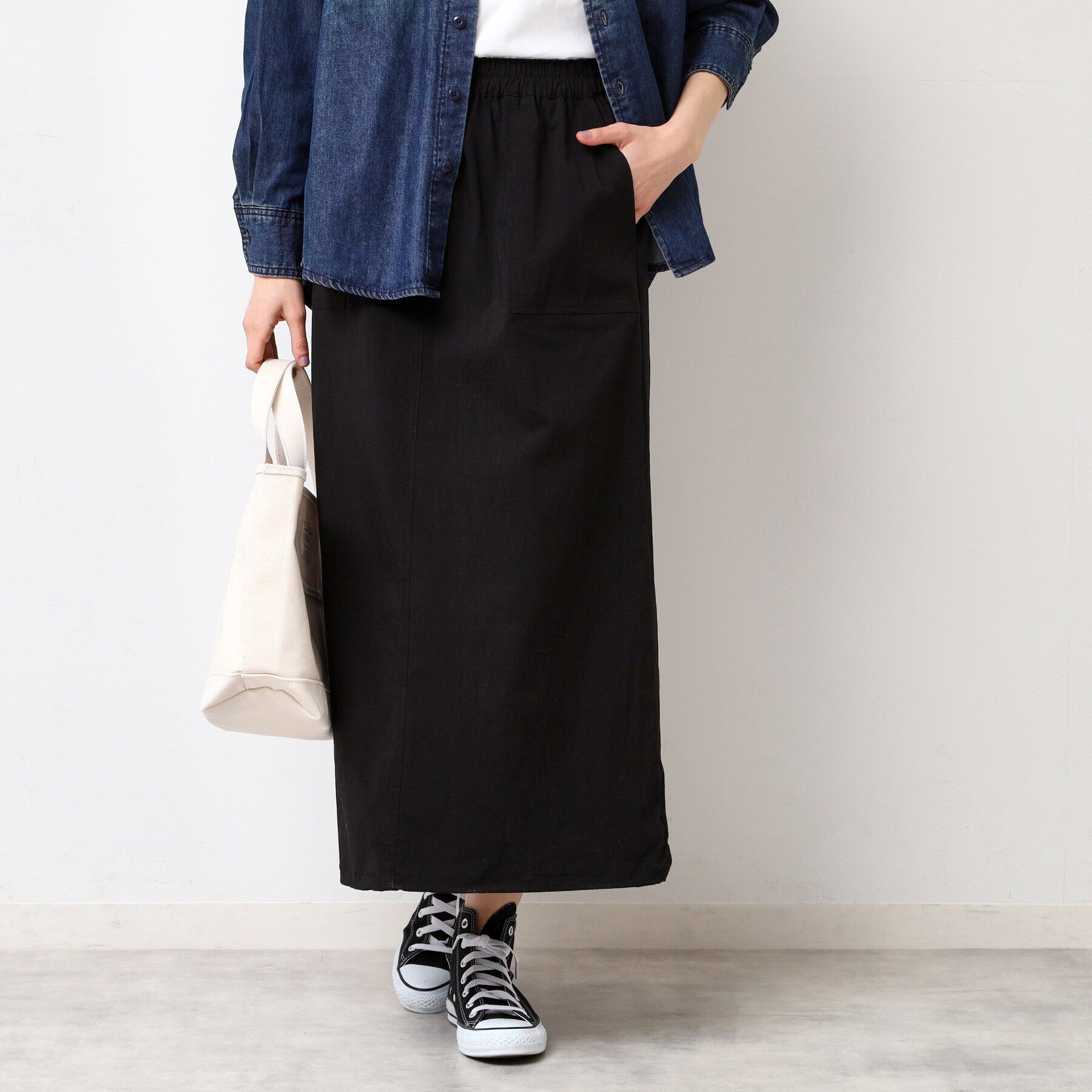 Dessin「【洗える】ドローコード付きスカート（XS～L）」|スカート|ブラック(019)