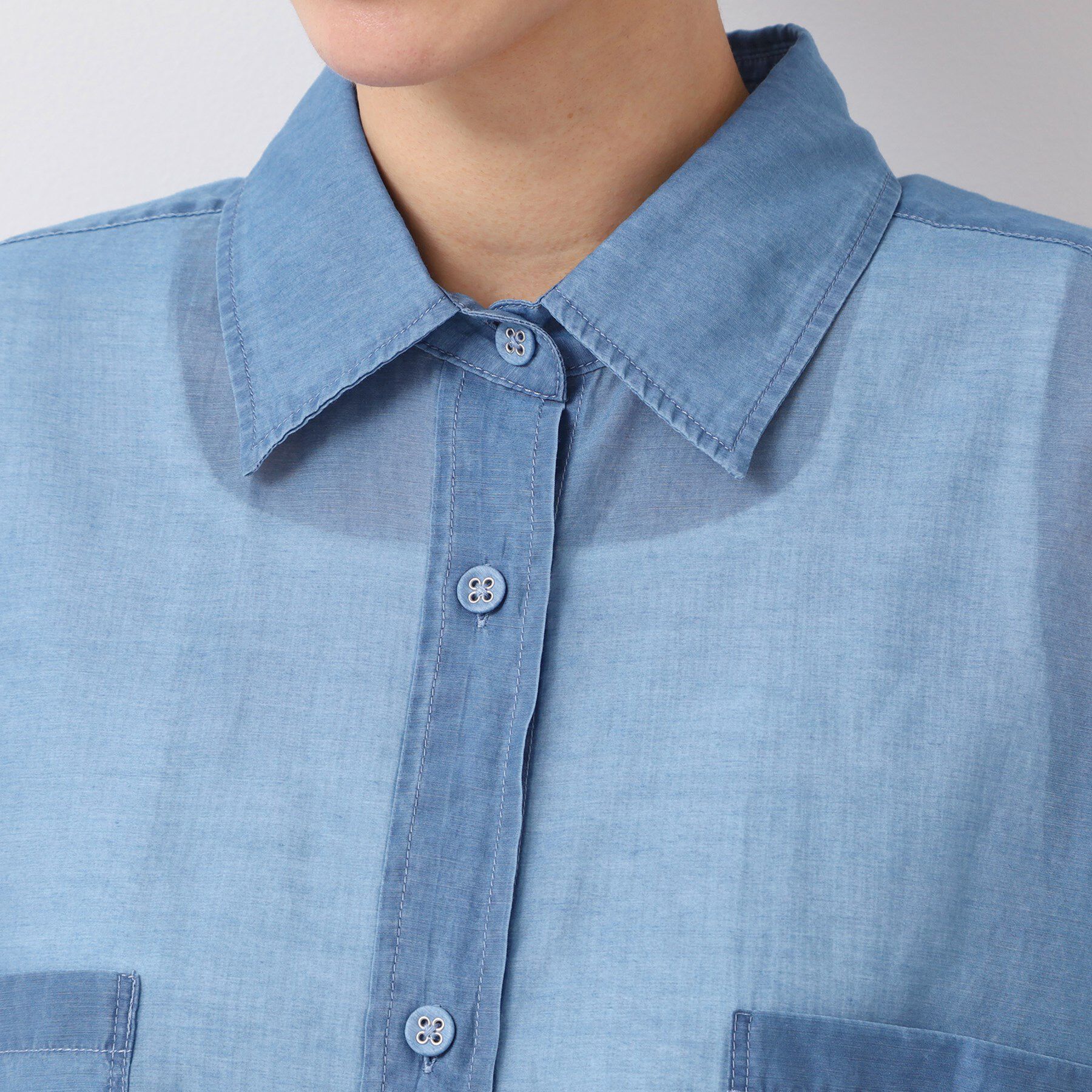 Dessin「【洗える】シアーデニムシャツ」|シャツ・ブラウス|