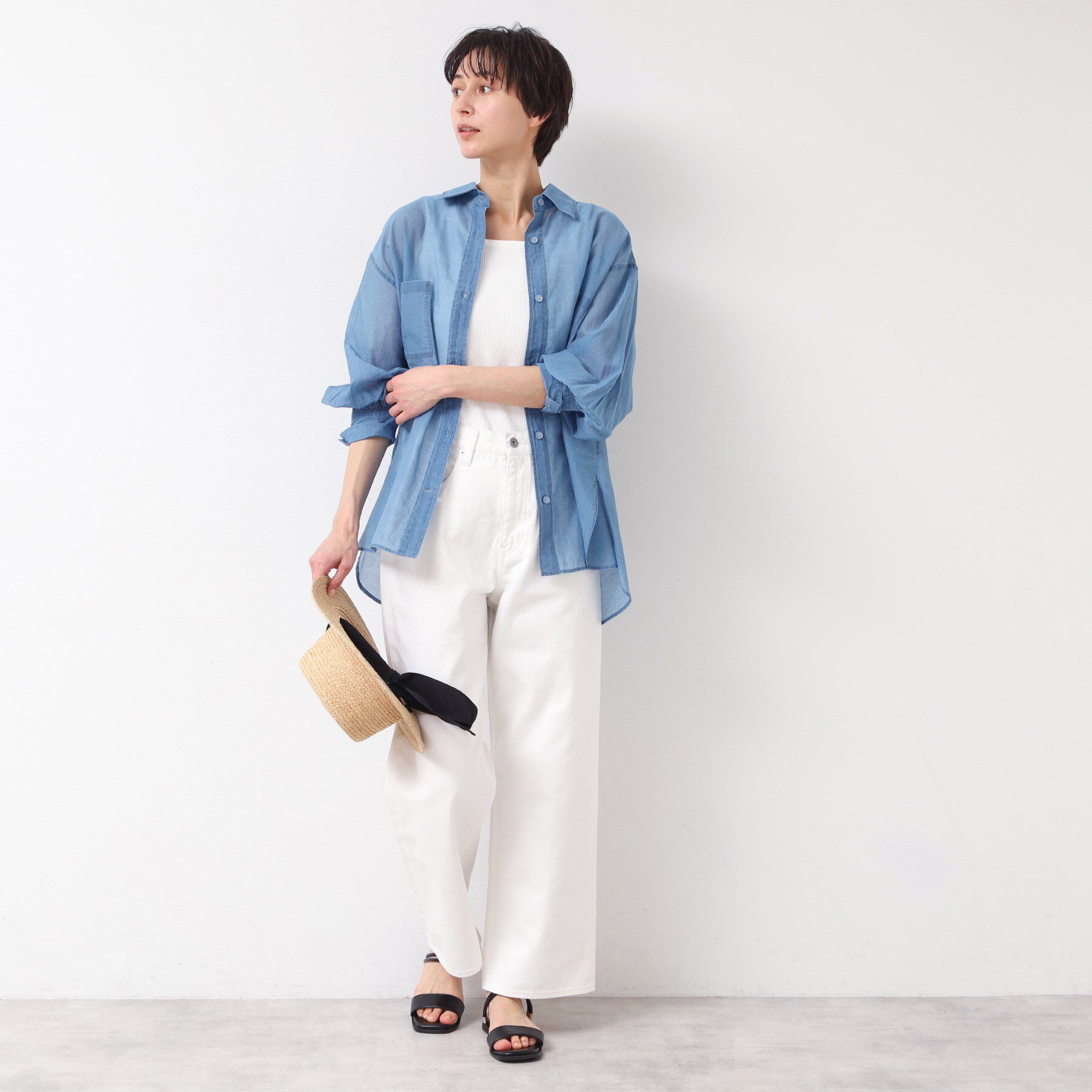 Dessin「【洗える】シアーデニムシャツ」|シャツ・ブラウス|