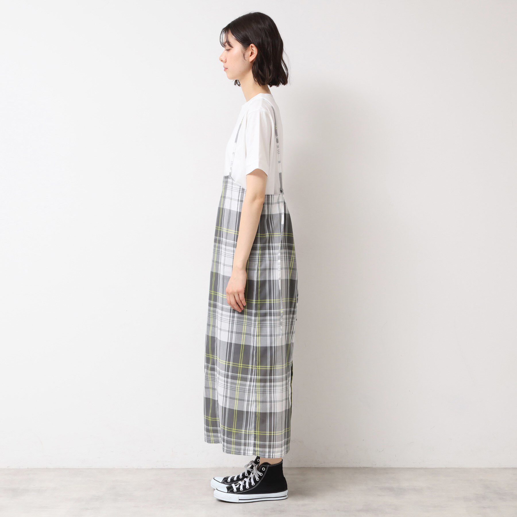 Dessin「【洗える】肩紐付きチェックスカート」|スカート|