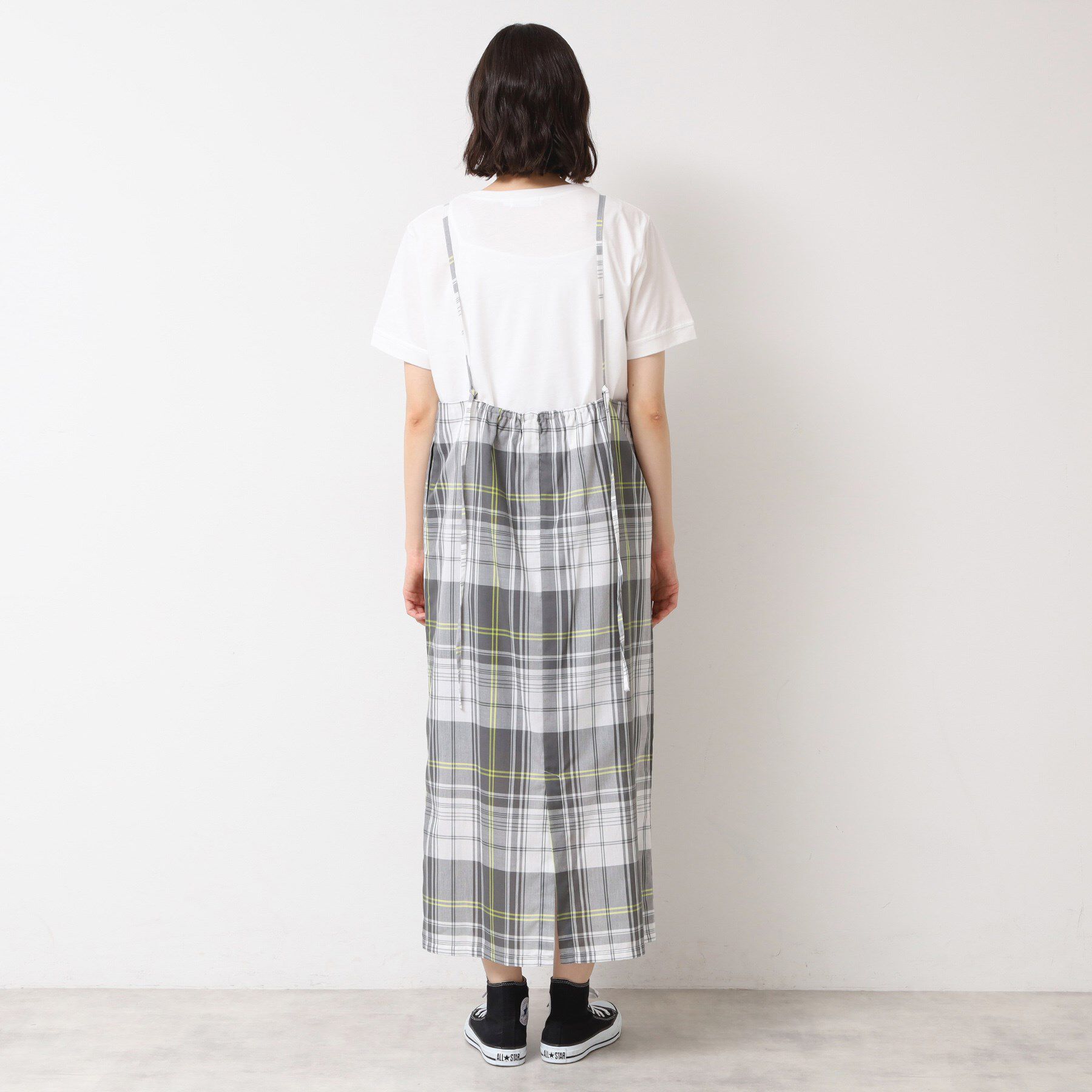 Dessin「【洗える】肩紐付きチェックスカート」|スカート|