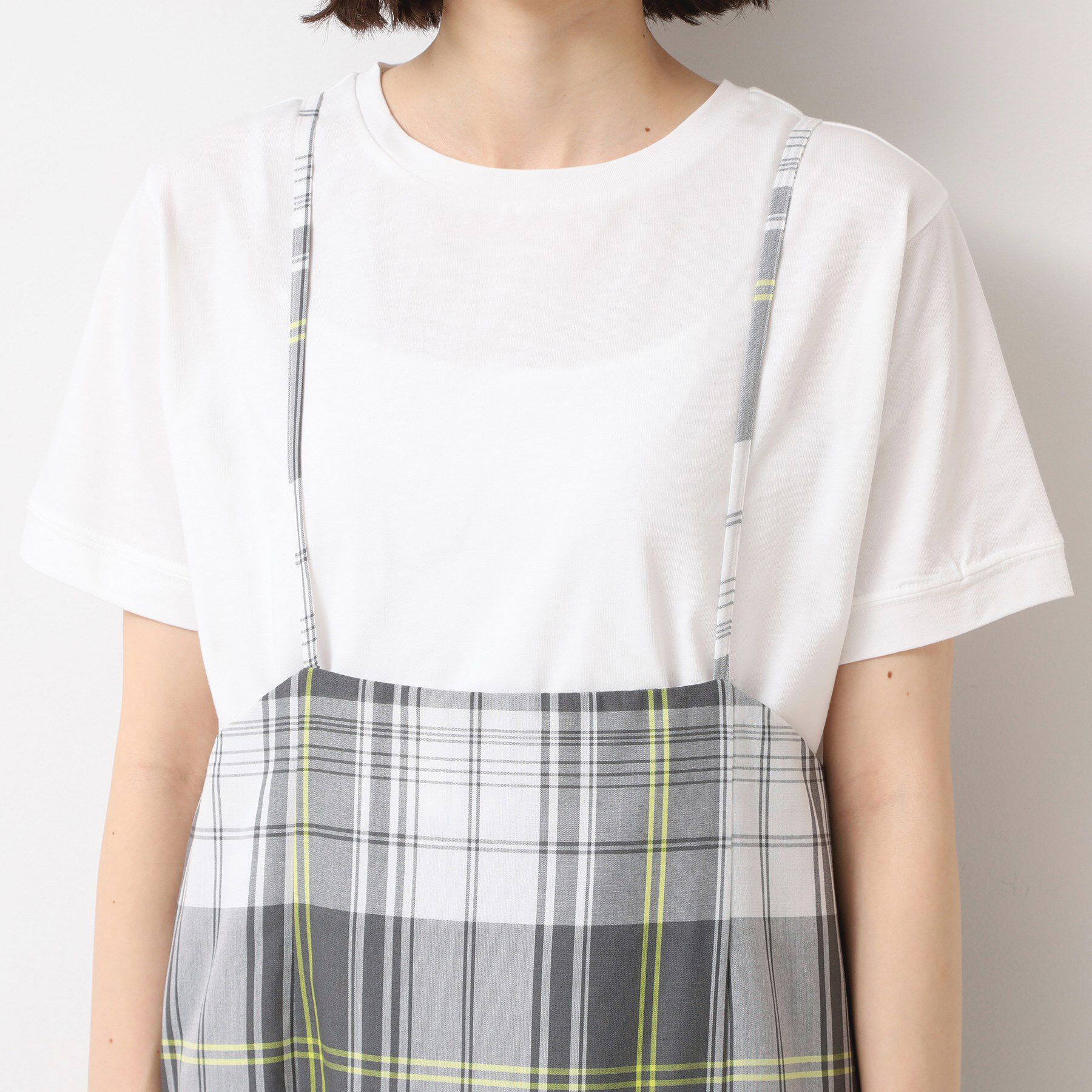 Dessin「【洗える】肩紐付きチェックスカート」|スカート|