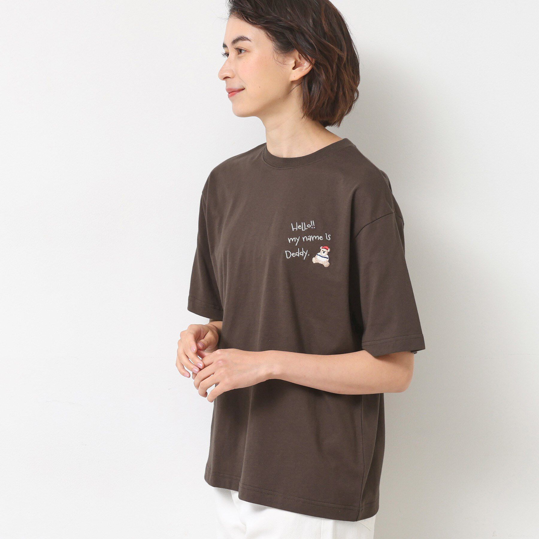 Dessin「【ユニセックス・洗える】Deddy刺繍入り オーガニックコットンTシャツ」|Tシャツ・カットソー|