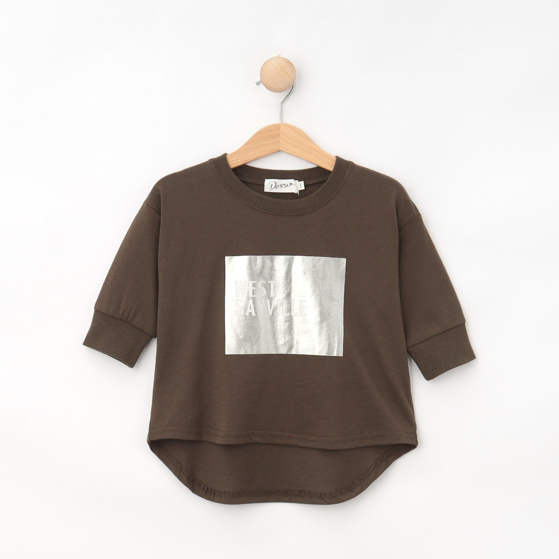 Dessin「【リンクコーデ/洗える】箔プリント7分袖Tシャツ」|Tシャツ・カットソー|ブラウン(044)