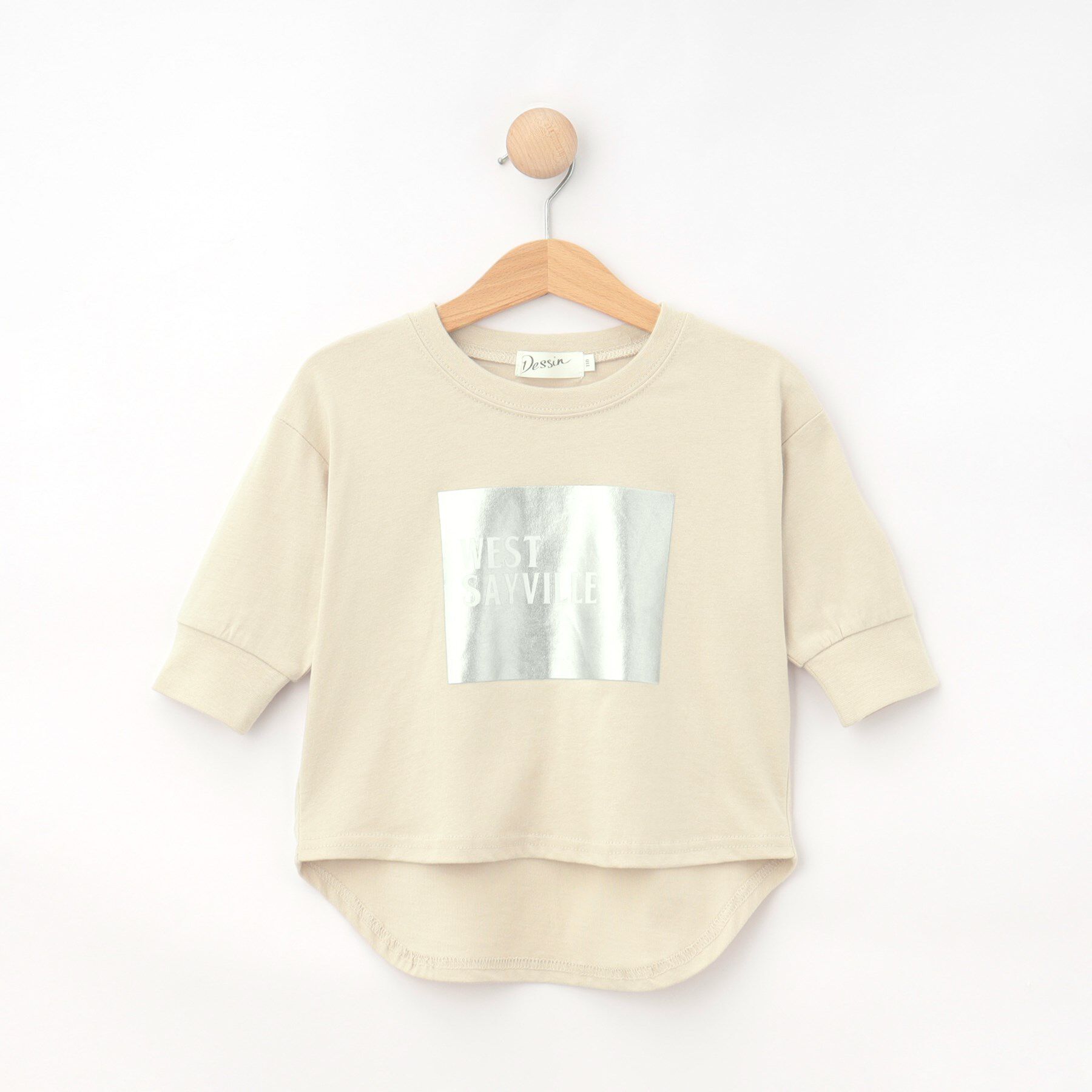 Dessin「【リンクコーデ/洗える】箔プリント7分袖Tシャツ」|Tシャツ・カットソー|ナチュラルベージュ(