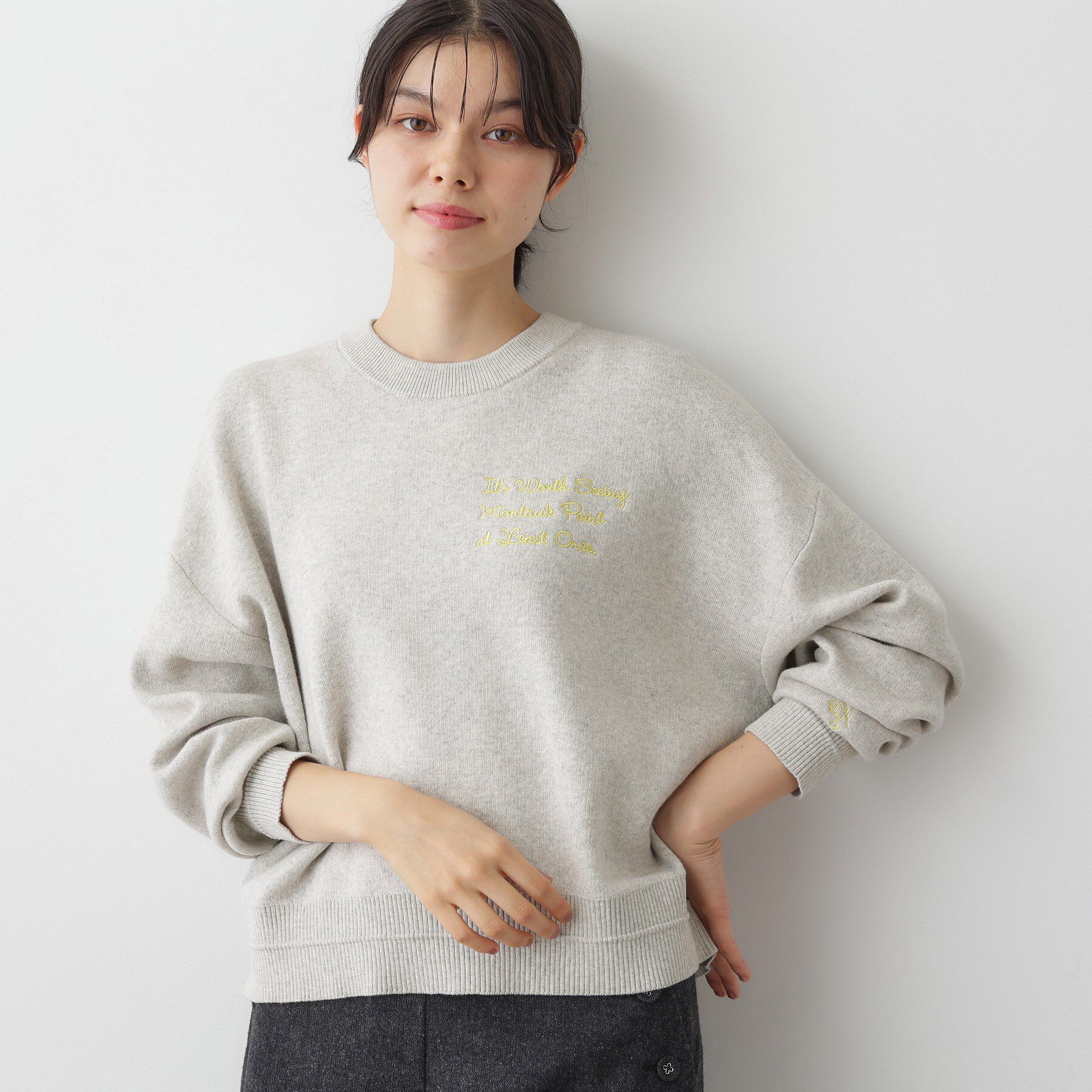 Dessin「【洗える】メッセージ刺繍入りジャカードニット」|ニット・セーター|