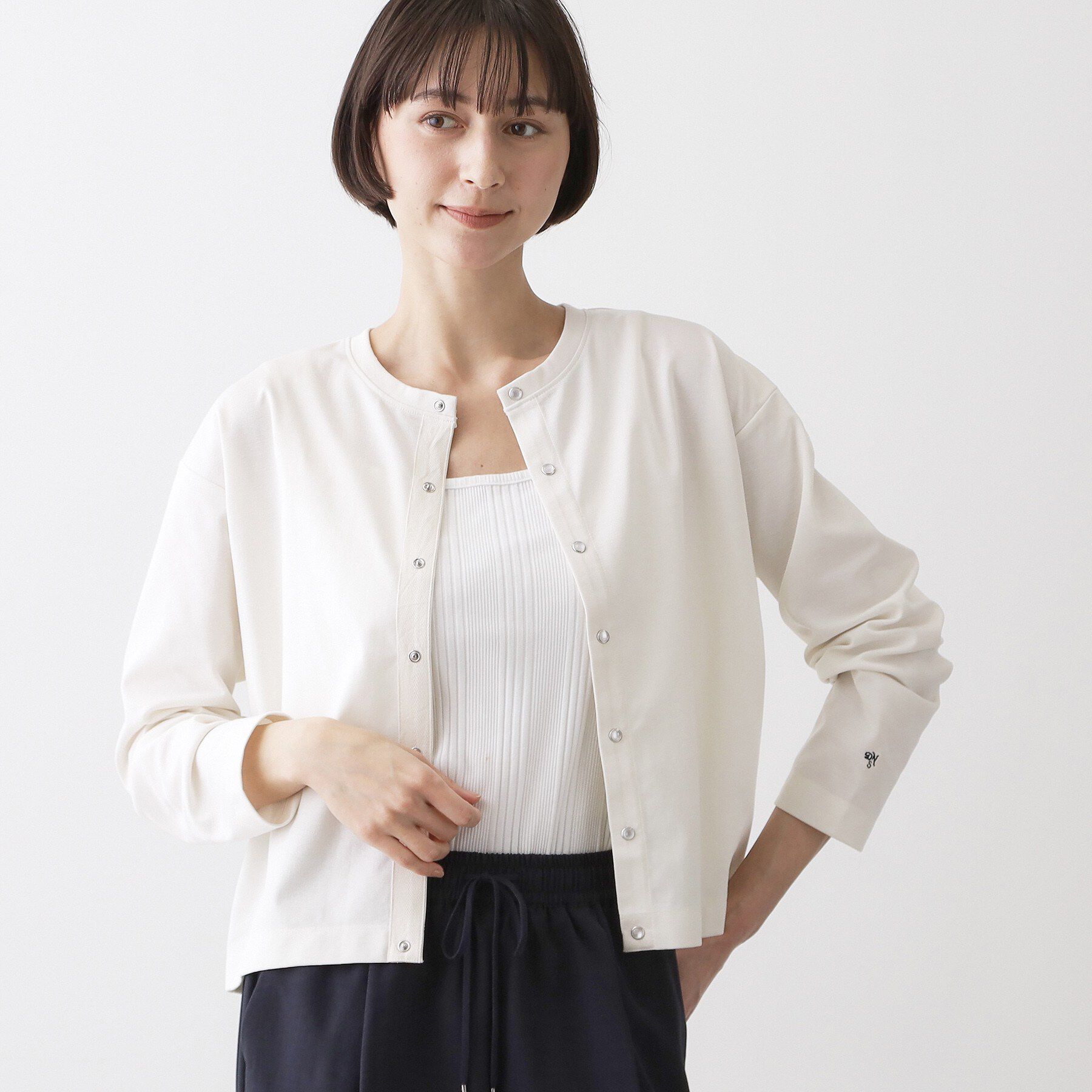 Dessin「【洗える】スナップボタンカーディガン」|カーディガン|ホワイト(002)