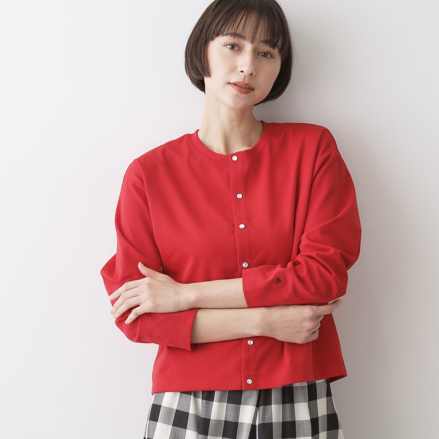 Dessin「【洗える】スナップボタンカーディガン」|カーディガン|レッド(062)