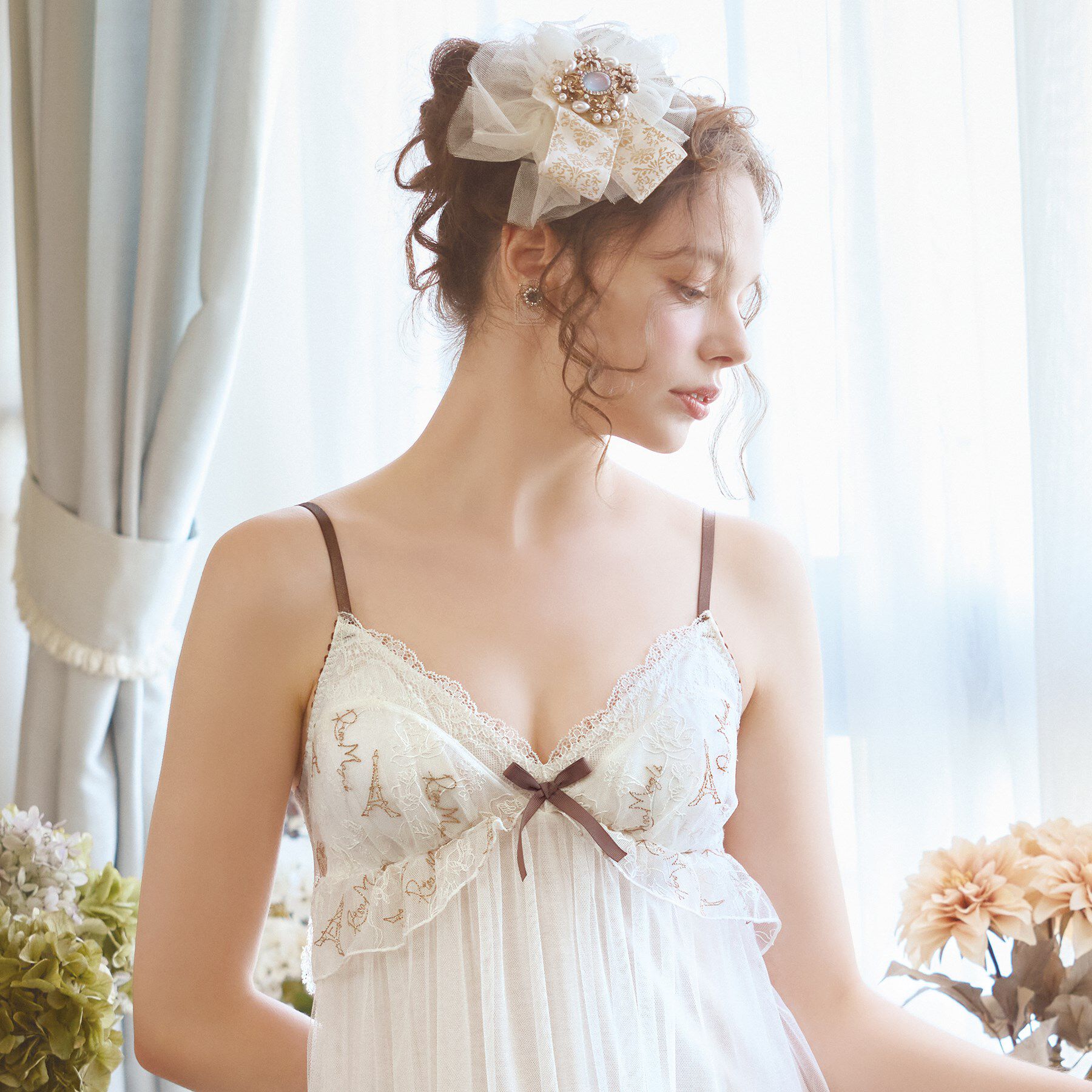 Risa Magli「ソヨン カップ付マキシワンピース」|インナー|ホワイト(001)