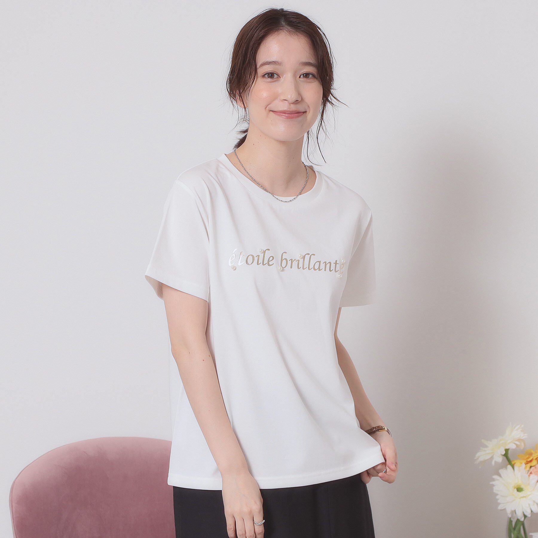 ITS&rsquo;DEMO「【手洗い可】箔ロゴプリントTシャツ」|Tシャツ・カットソー|オフホワイト(003