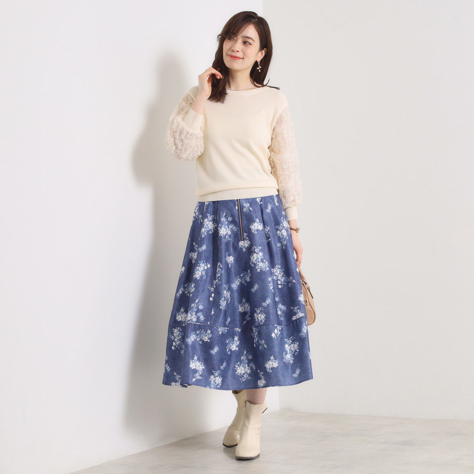 ITS&rsquo;DEMO「【手洗い可／ウエストゴム】フロントジップデニム風スカート」|スカート|