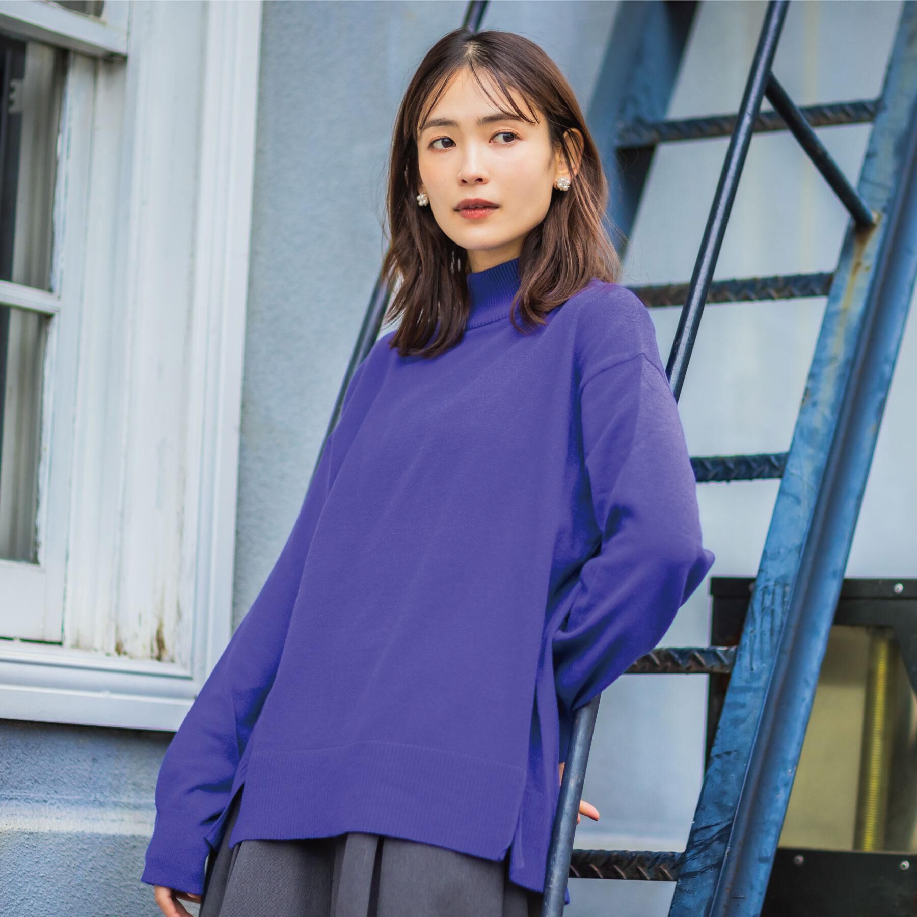 ITS&rsquo;DEMO「【静電気防止／手洗い可】クリーミータッチハイネックニット」|ニット・セーター|