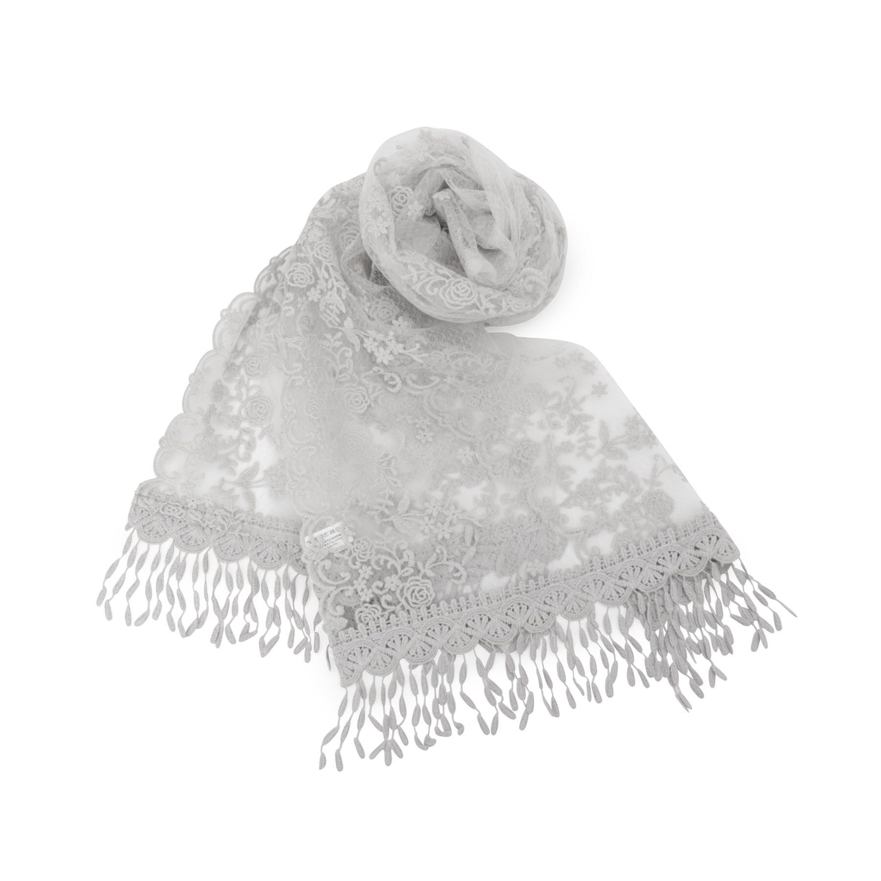 ITS&rsquo;DEMO「【手洗い可】ローズフラワーレースストール」|ストール|グレー(012)