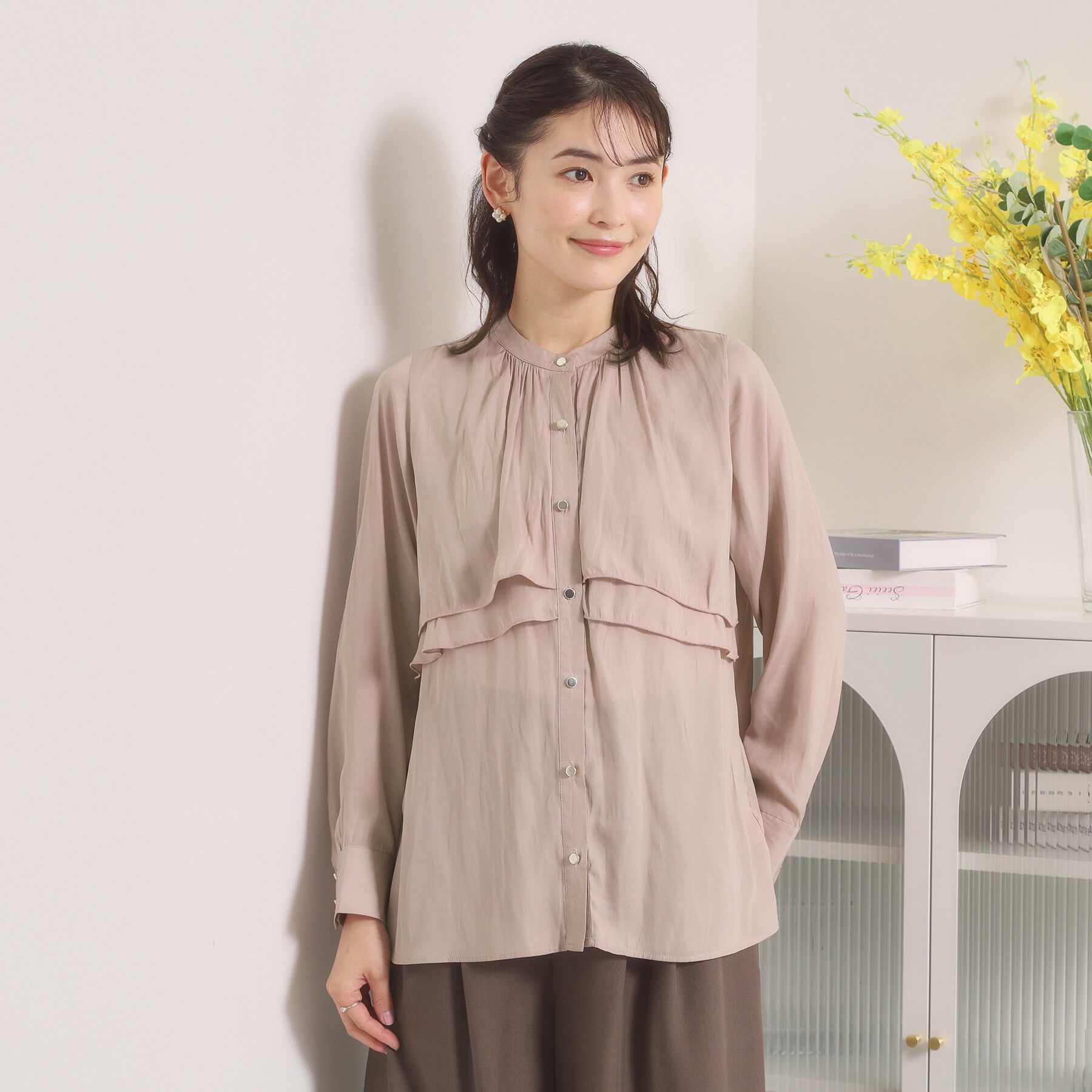 ITS&rsquo;DEMO「【手洗い可】サテンティアードブラウス」|シャツ・ブラウス|ピンク(071)