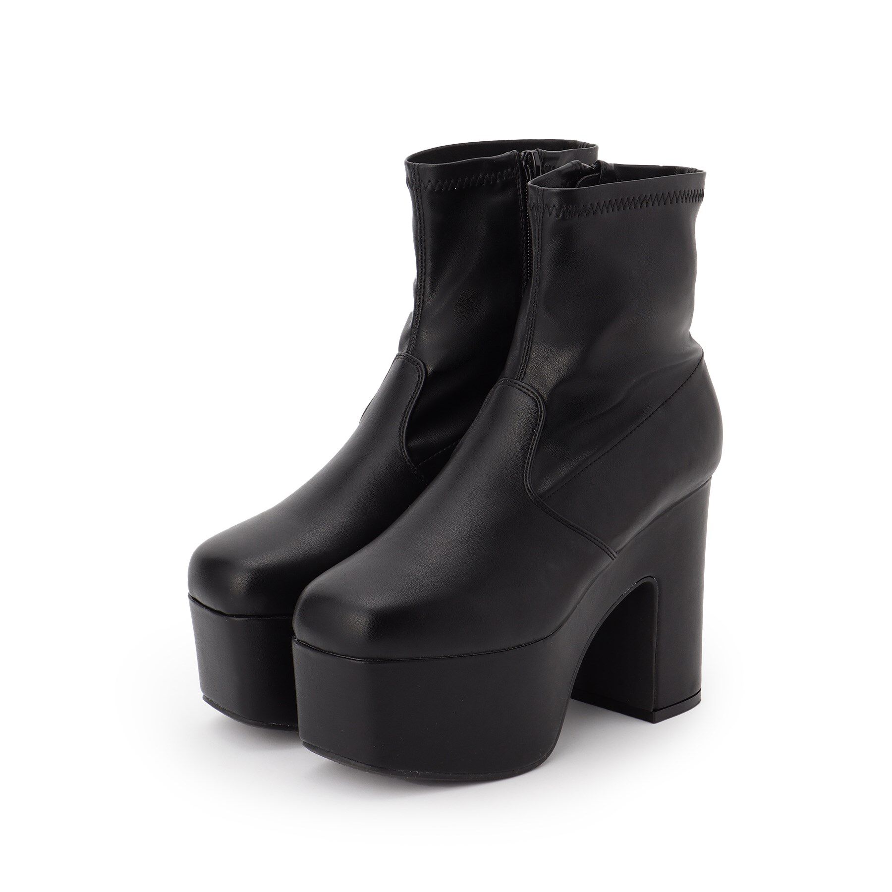 csT&P「スクウェアヒールストレッチブーツ」|ショートブーツ|