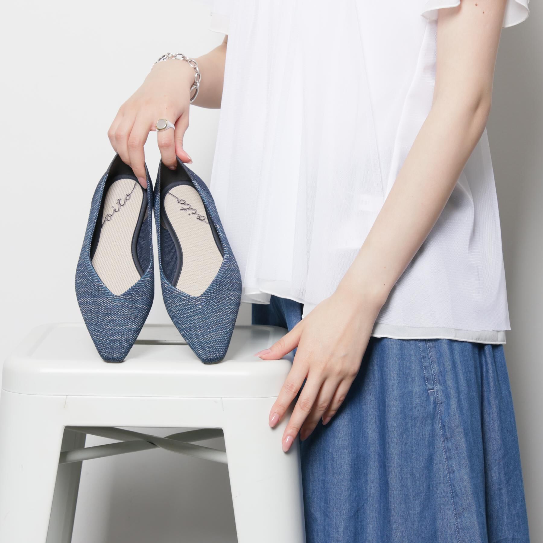 ESPERANZA「Oito和紙フラットパンプス」|パンプス|ブルー(093)